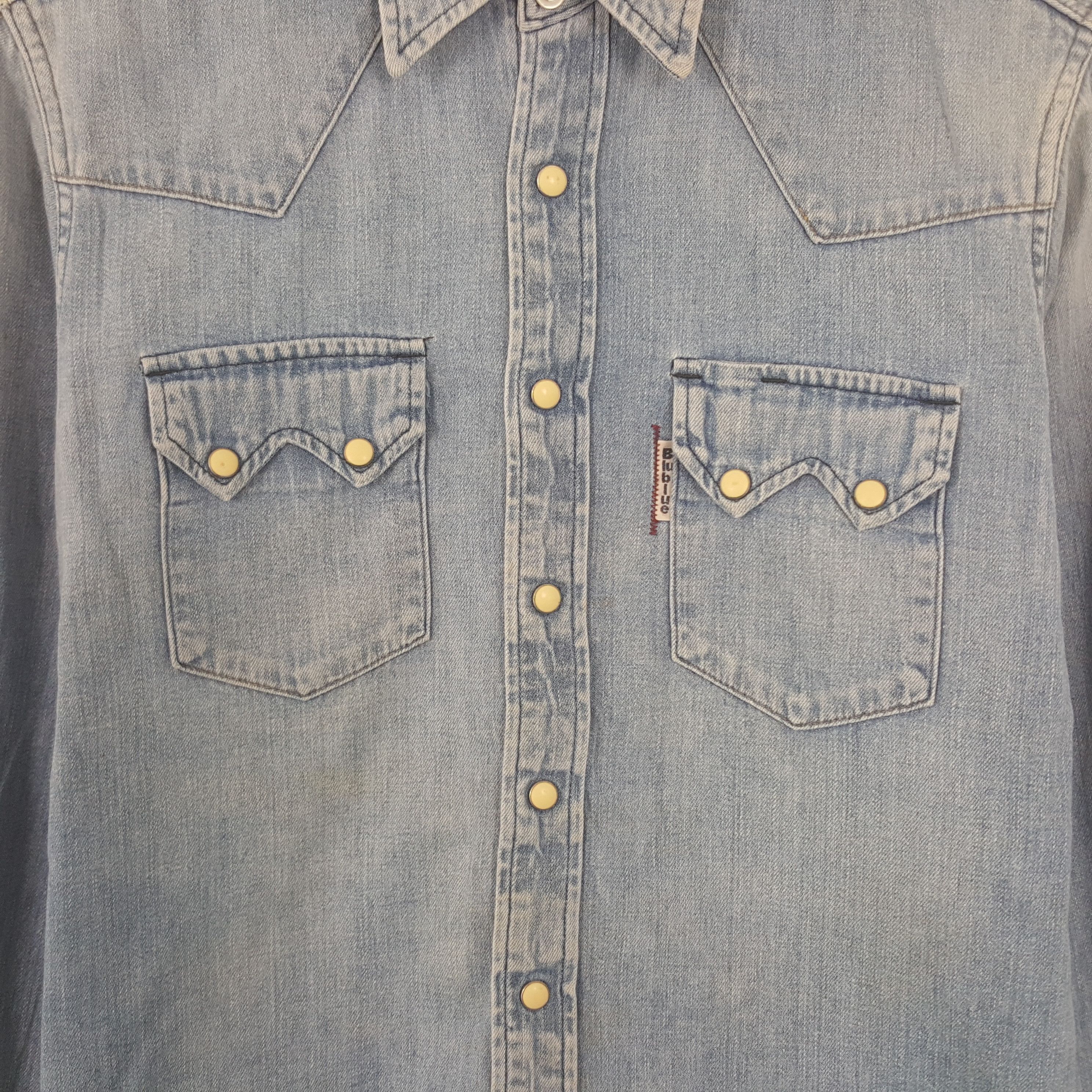 Blue Blue Japan Vintage Blue Blue Japanese Denim Button Up Shirt Size US XS / EU 42 / 0 - 2 Thumbnail