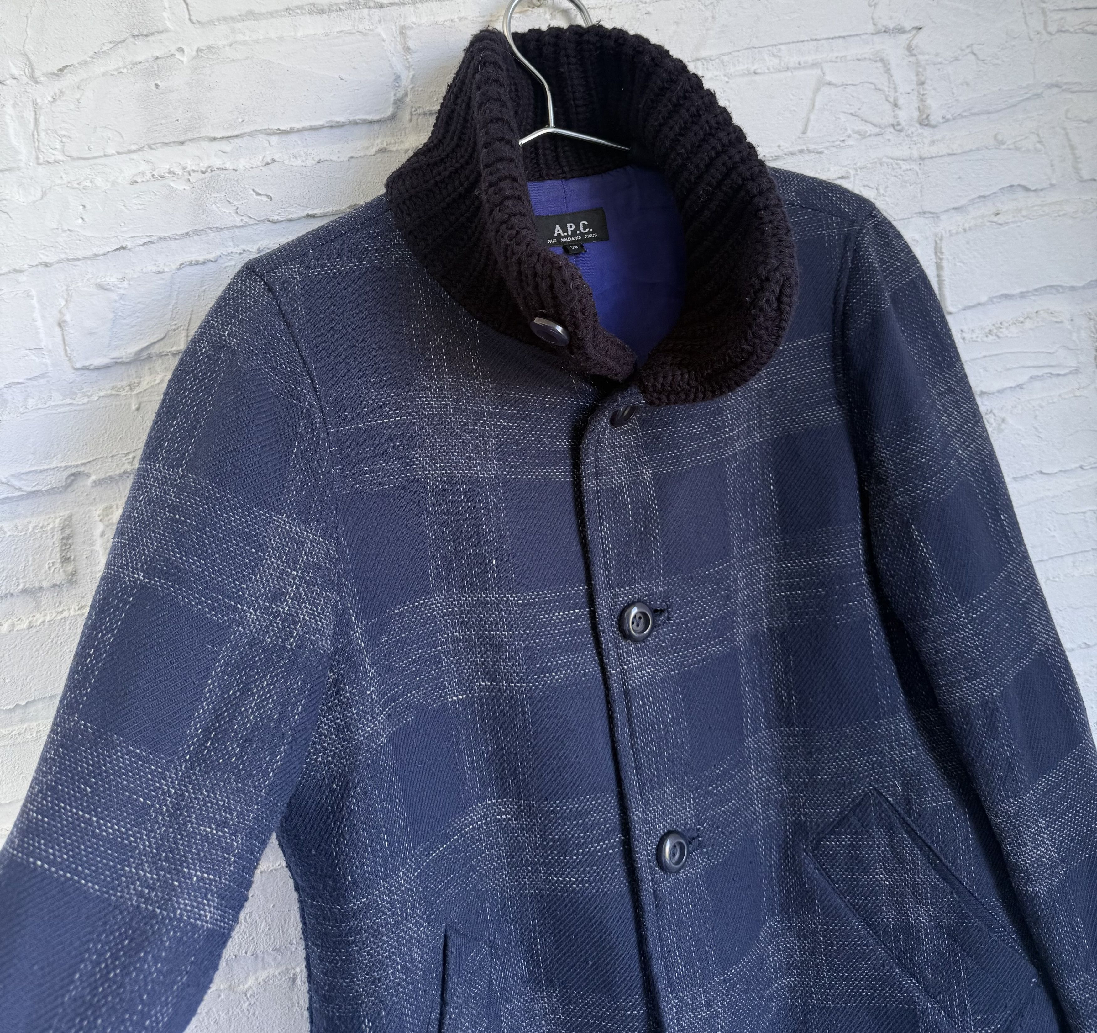A.P.C. A.P.C. Rue Madame Paris Wool Plaid Knit Collar Jacket Size M / US 6-8 / IT 42-44 - 7 Thumbnail