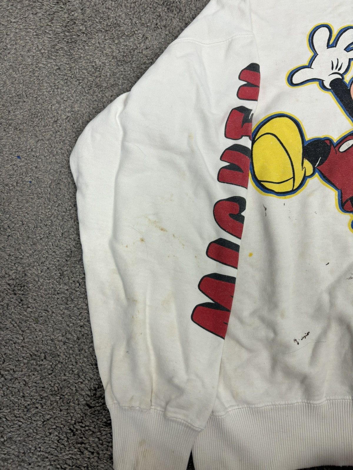 Disney Vintage 90s white mickey mouse paint splattered crewneck Size US XL / EU 56 / 4 - 3 Thumbnail