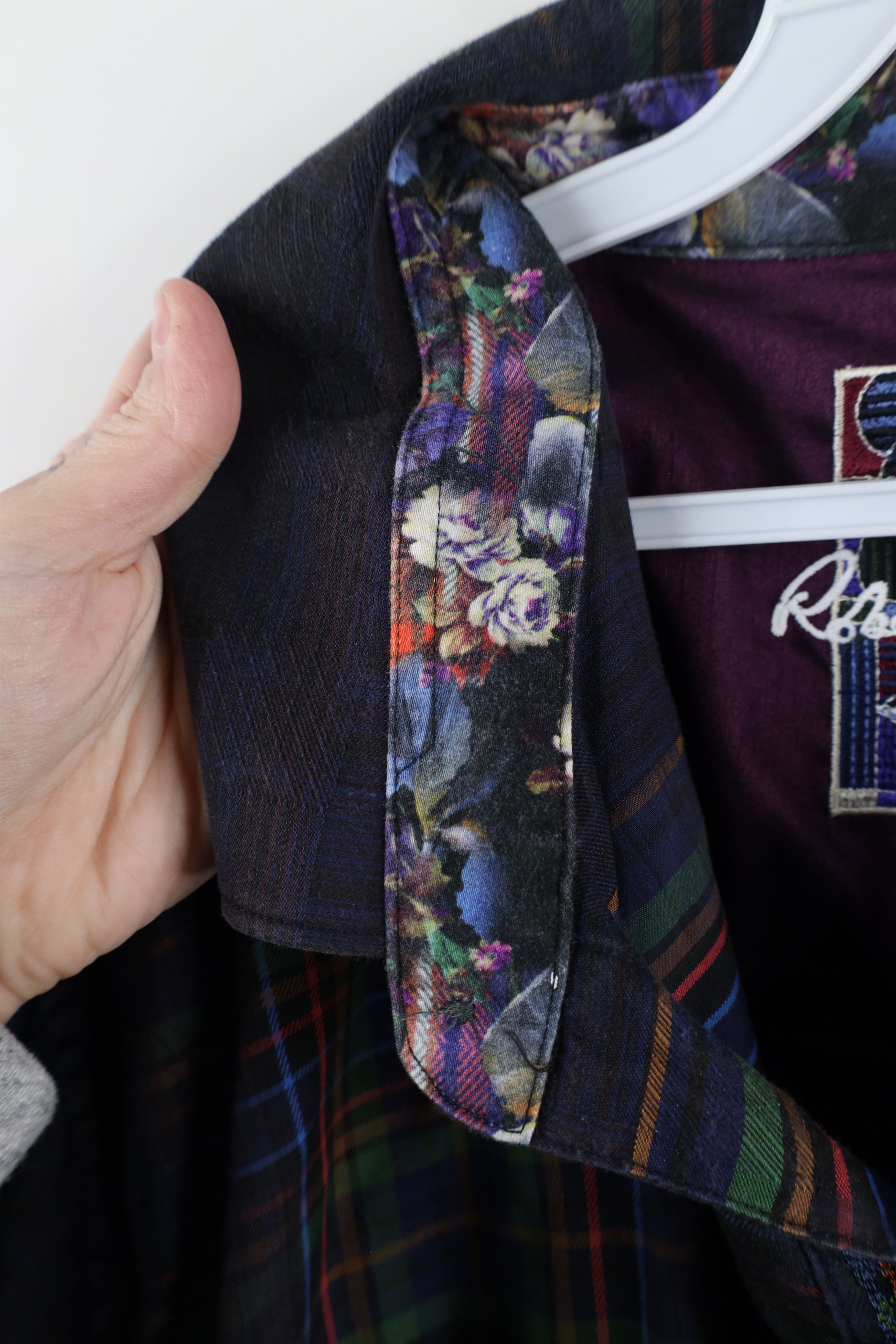 Robert Graham × Vintage Robert Graham Plaid Flower Flip Cuff Collared Button Shirt Size US XXL / EU 58 / 5 - 10 Thumbnail