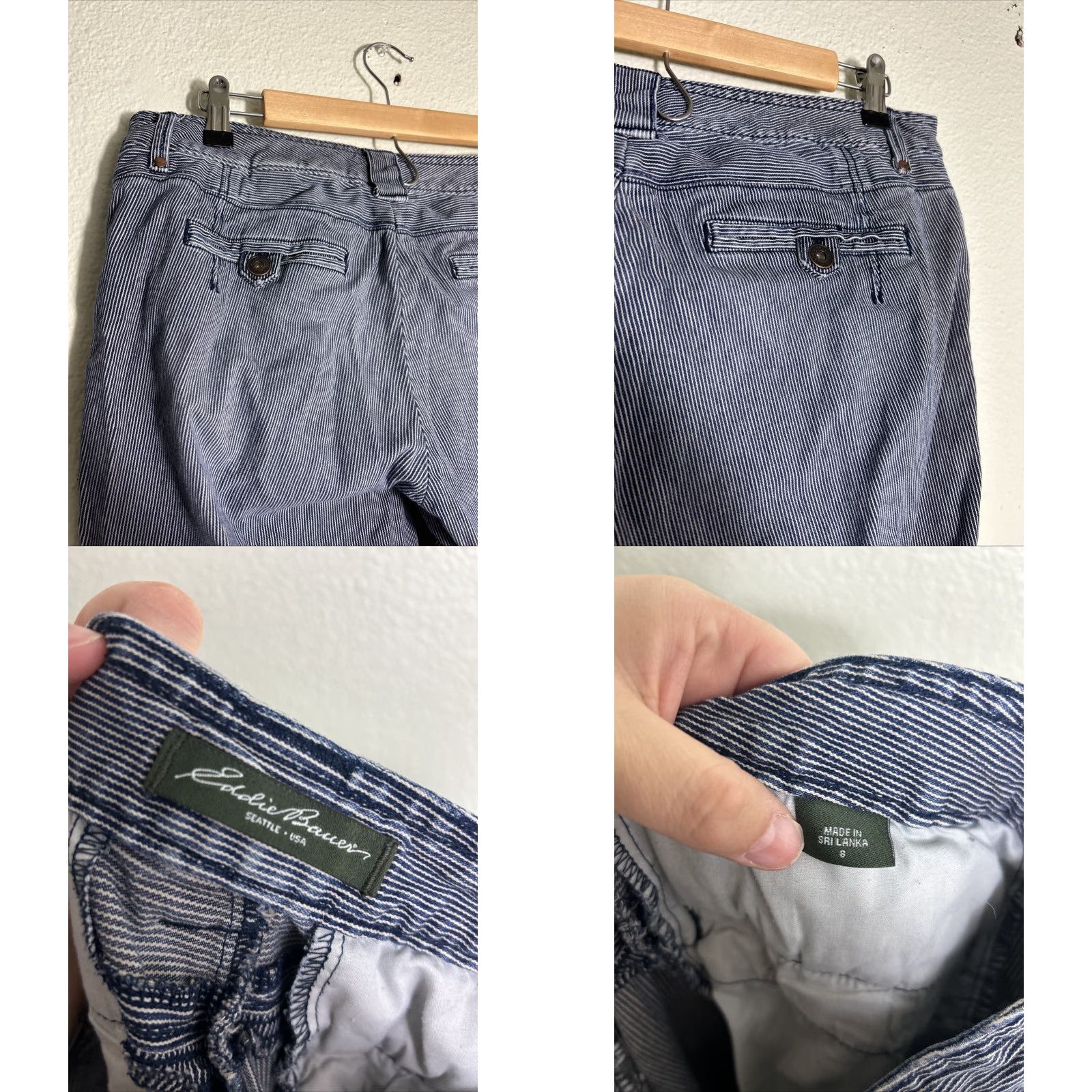 Eddie Bauer Eddie Bauer Womens Pants Striped Blue White Distressed Cotton Spandex 8 Regular 32in Inseam Womens Size 30" / US 8 / IT 44 - 9 Thumbnail