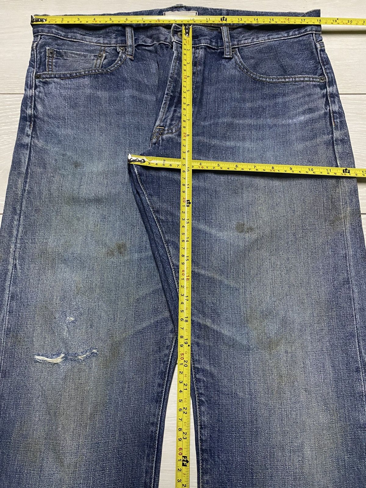 Japanese Brand Vintage Uniqlo Grunge Selvedge Distressed Jeans Size US 36 / EU 52 - 17 Thumbnail