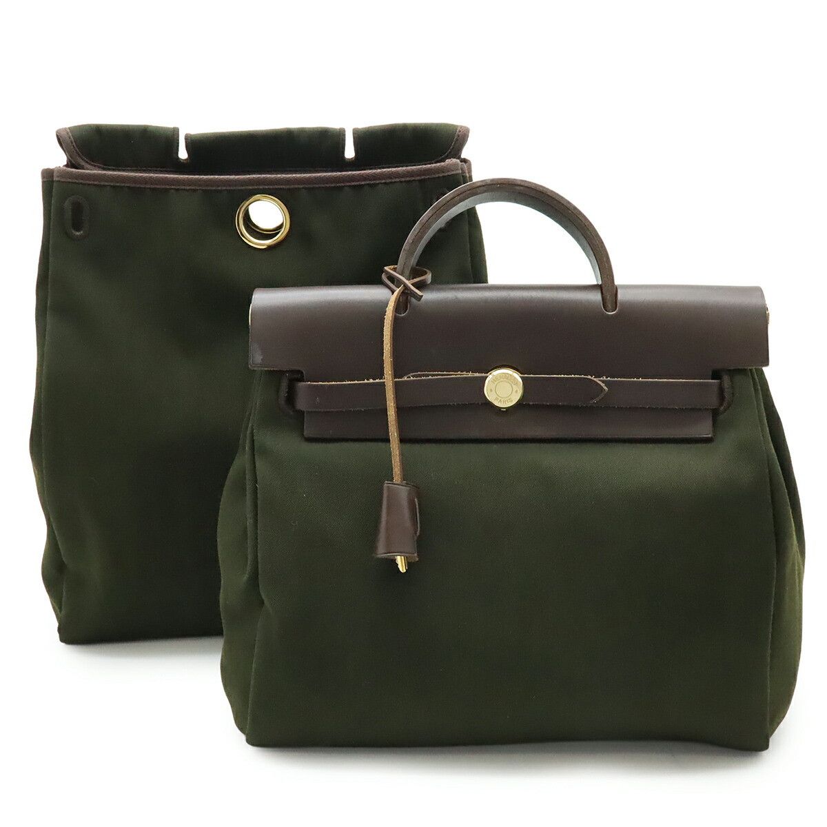 Hermes Hermes Hermes Herbag PM Canvas Leather Backpack Leather Backpack G DUTY FREE for USA Size ONE SIZE - 1 Thumbnail