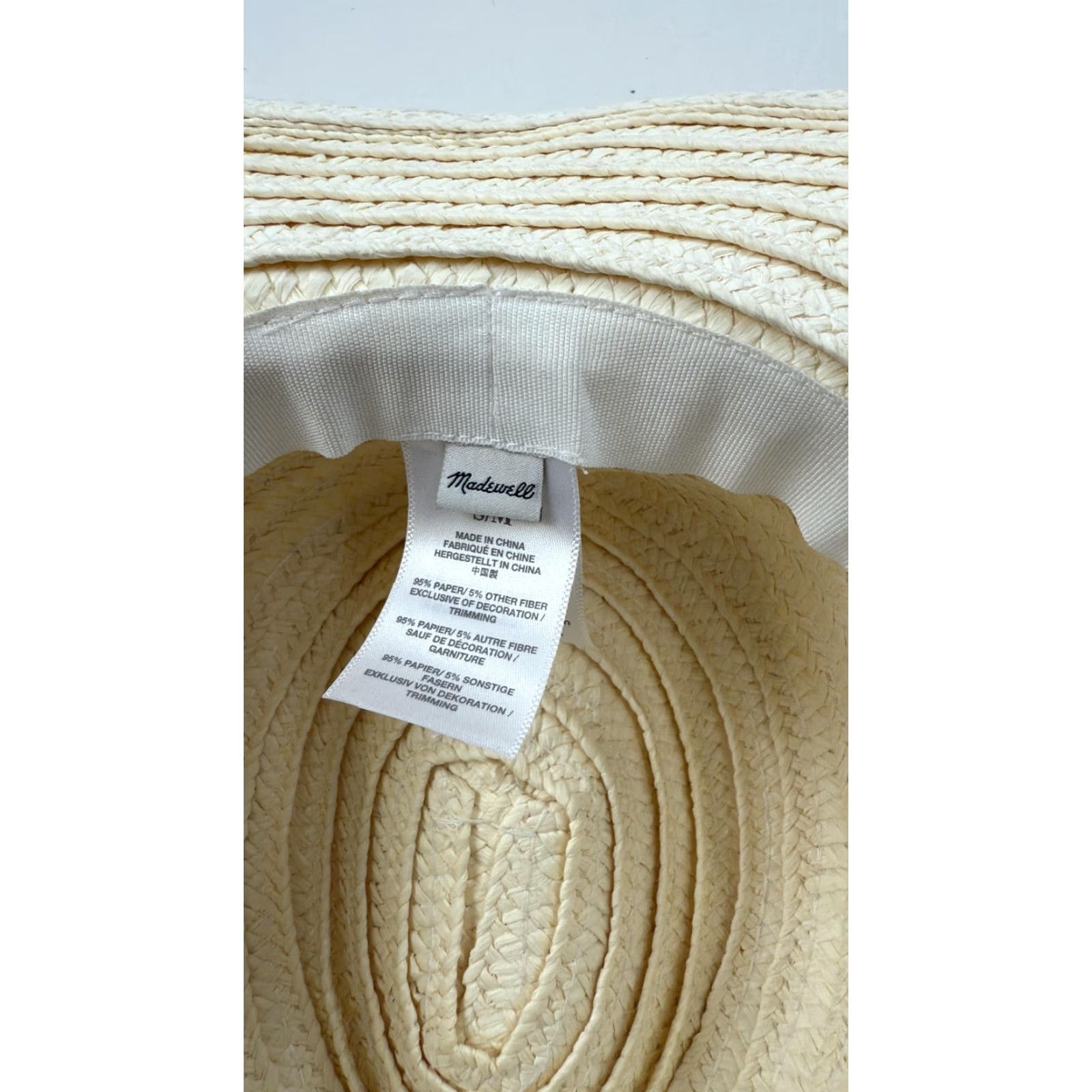 Madewell Madewell Hat Wide Brim Womens Small Medium Ivory Straw Sun Brown Band Beach S/M Size ONE SIZE - 5 Thumbnail