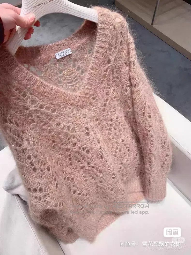 Brunello Cucinelli Brunello Cucinelli Mohair Sequin Openwork Knit Sweater Size M / US 6-8 / IT 42-44 - 8 Thumbnail