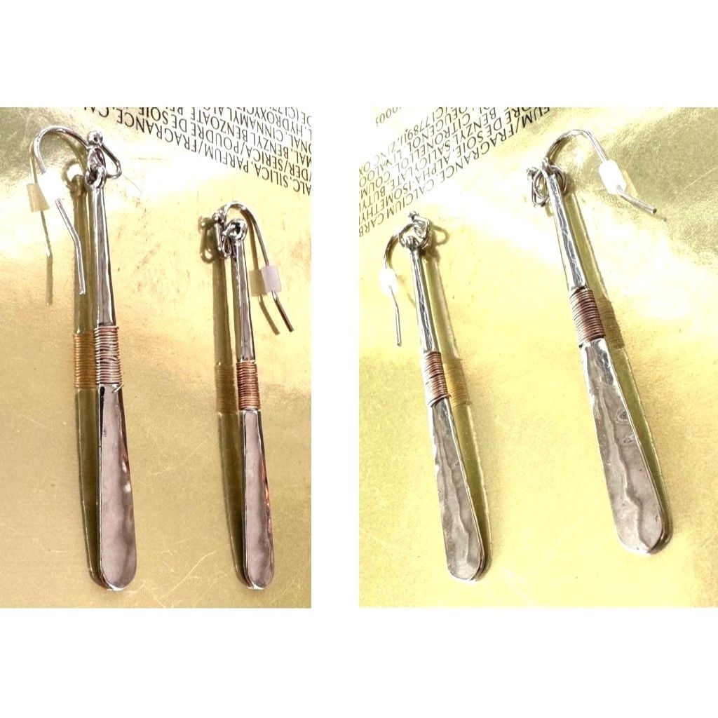 Handmade New Hammered Metal Earrings Handmade Wire Wrapped Dangle hoo Size ONE SIZE - 6 Thumbnail