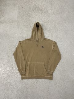 RARE 00's Stussy 'LV Rip-Off' Graphic Brown/Gold Pullover Hoodie