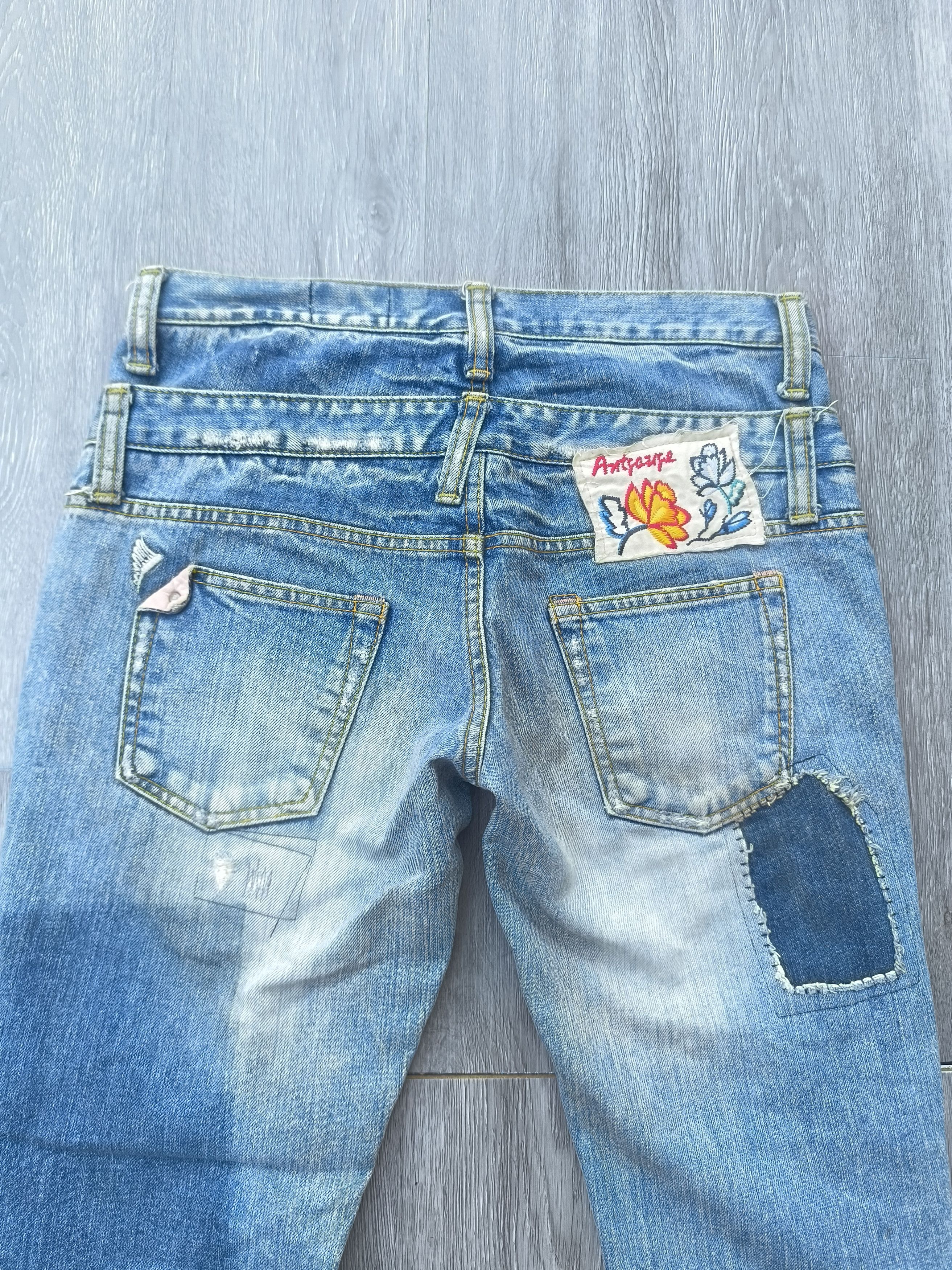 If Six Was Nine × Le Grande Bleu (L.G.B.) ANTGAUGE DISTRESSED PATCHWORKS JEANS LIKE KAPITAL JEANS Size US 31 - 11 Thumbnail