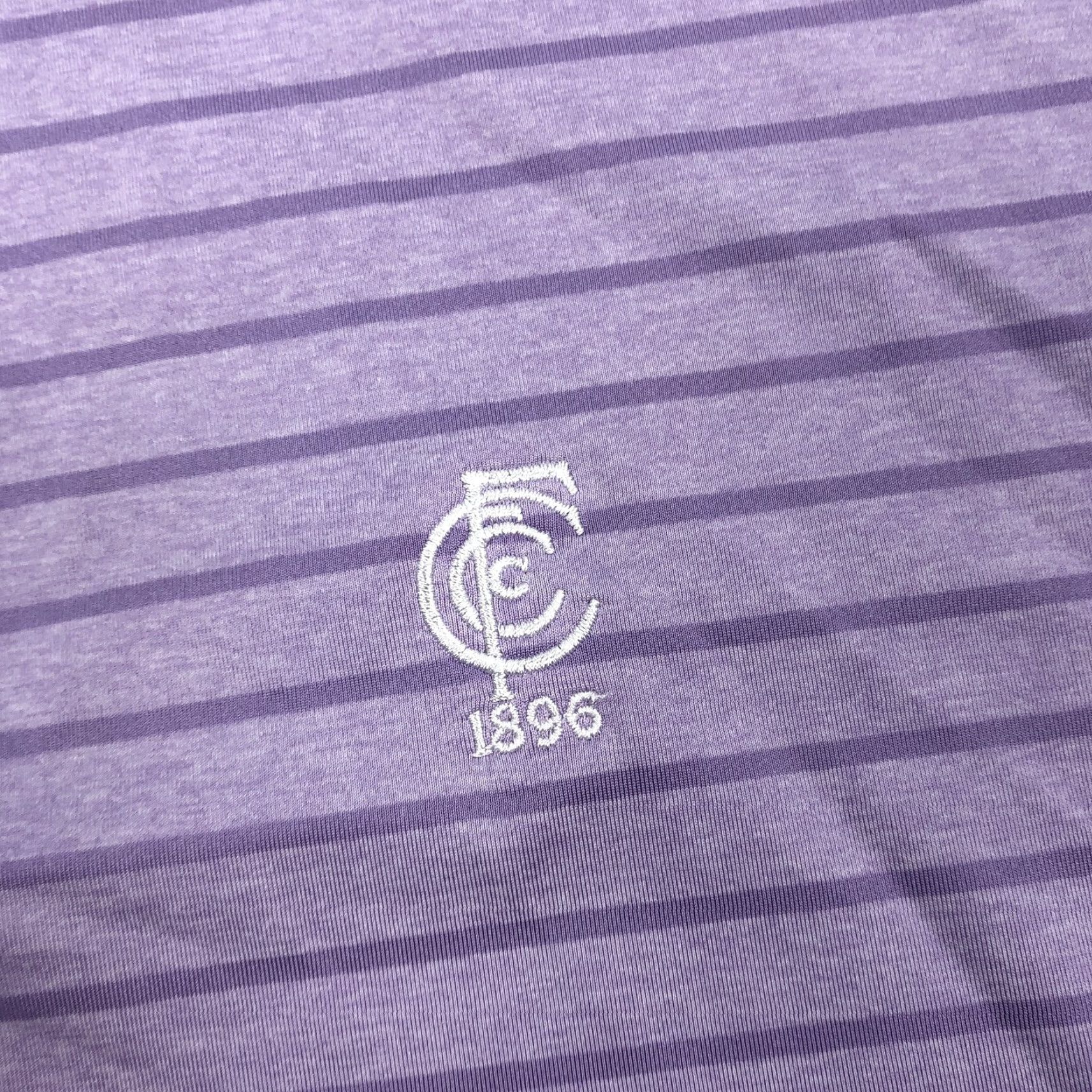 Footjoy FootJoy Men's M Polo Shirt Purple Striped Golf Performance FJ Cape Fear CFCC Shirt (Short Sleeve) Golf, Activewear, Casual Mens Size US M / EU 48-50 / 2 - 4 Thumbnail