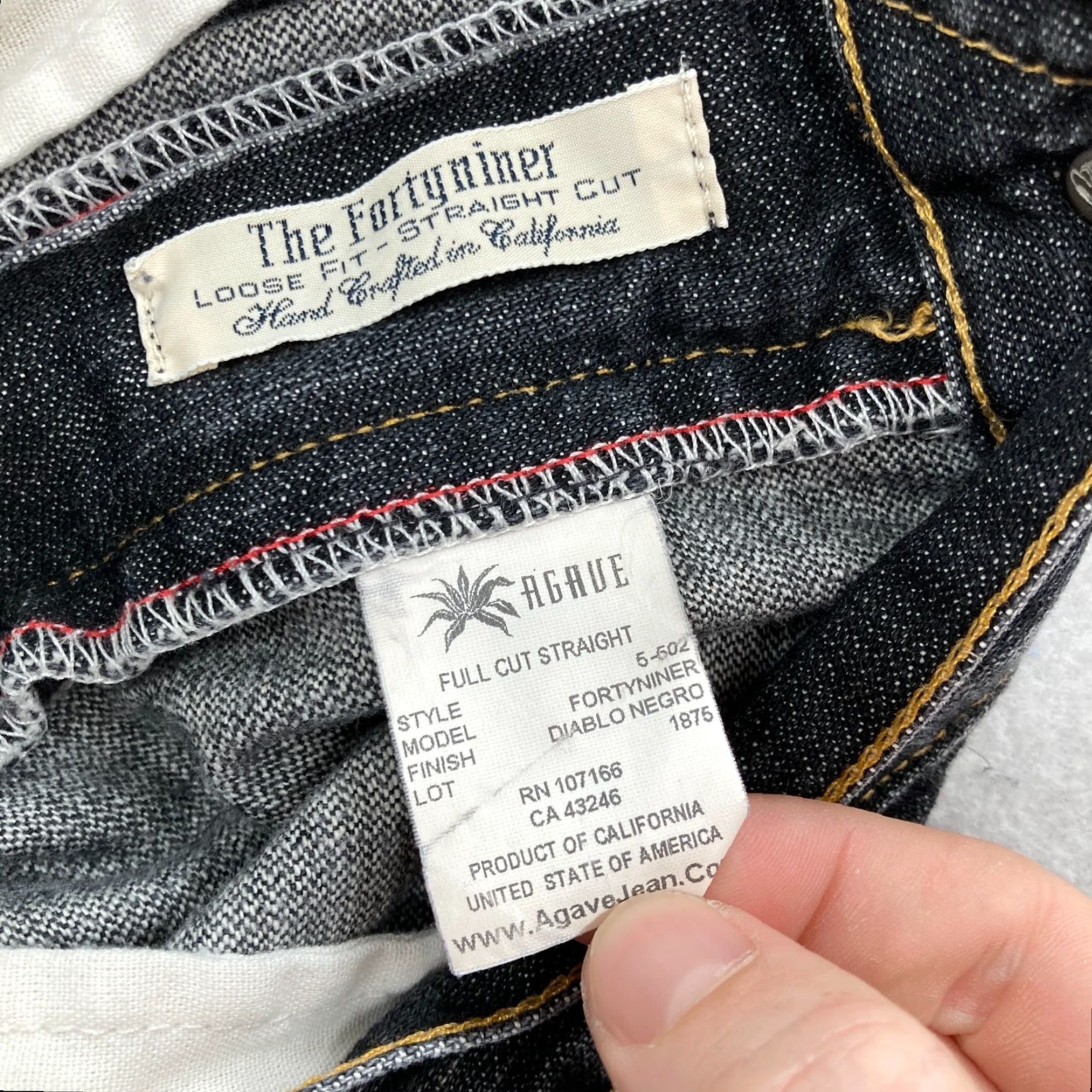 Denime Agave The Fortyniner Jeans Mens 40x33 Straight Fit Loose Comfort Relaxed Denim Black Diablo Negro Size US 40 / EU 56 - 6 Thumbnail