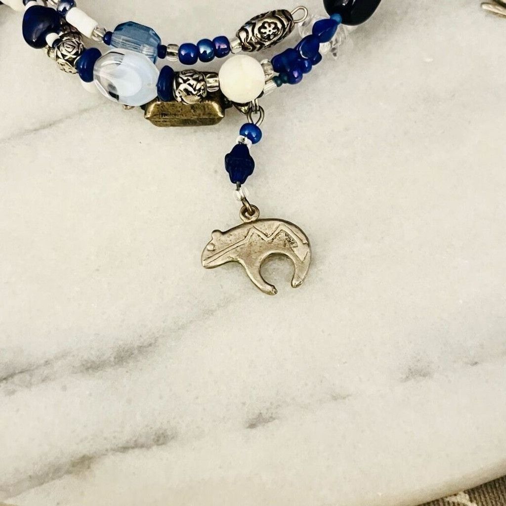 Jewelry Double Wrap Gemstone Bracelet Blue Beaded Size ONE SIZE - 3 Thumbnail