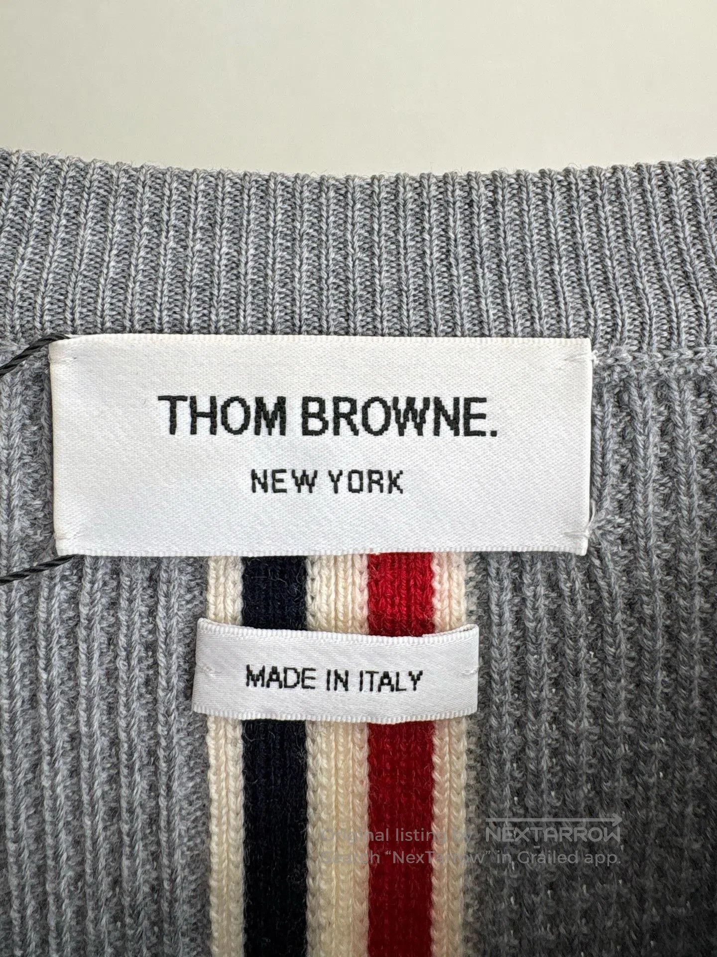 Thom Browne THOM BROWNE TB Back Stripe Waffle Wool Sweatshirt. Size US L / EU 52-54 / 3 - 3 Thumbnail