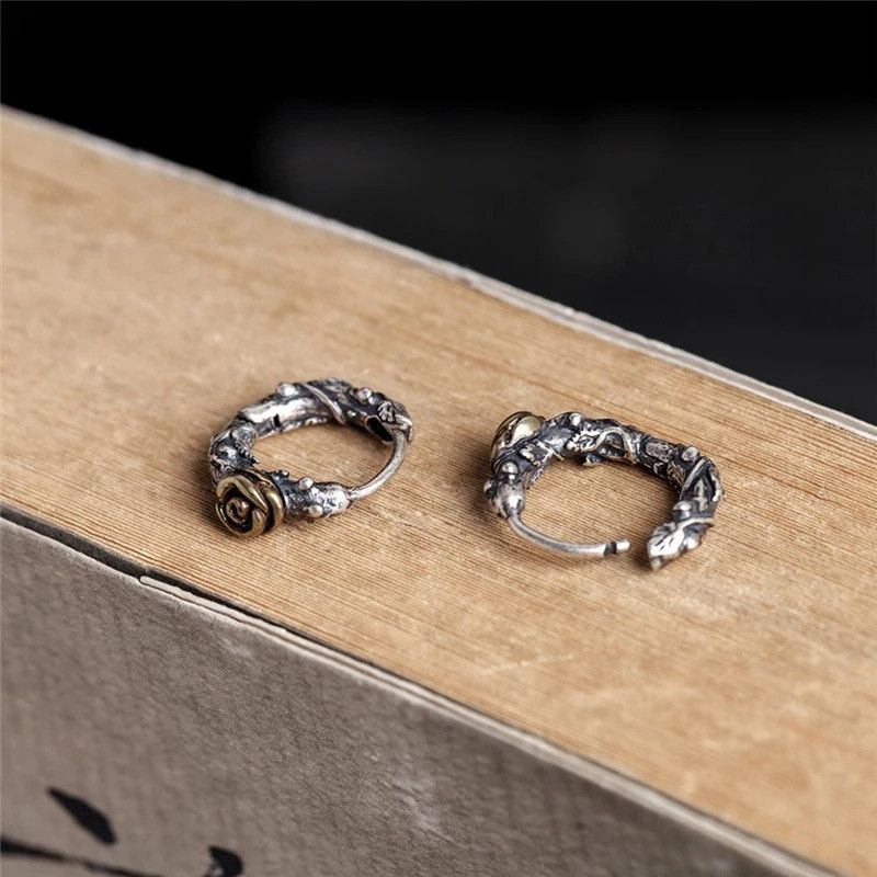 Jewelry Rose Thorn Hoop Earrings 925 Sterling Silver Jewelry Gift Size ONE SIZE - 4 Thumbnail