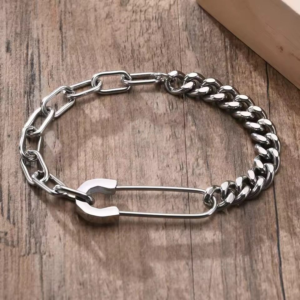 Jewelry Safety Pin with Half Cuban Chain Bracelet Size ONE SIZE - 1 Thumbnail