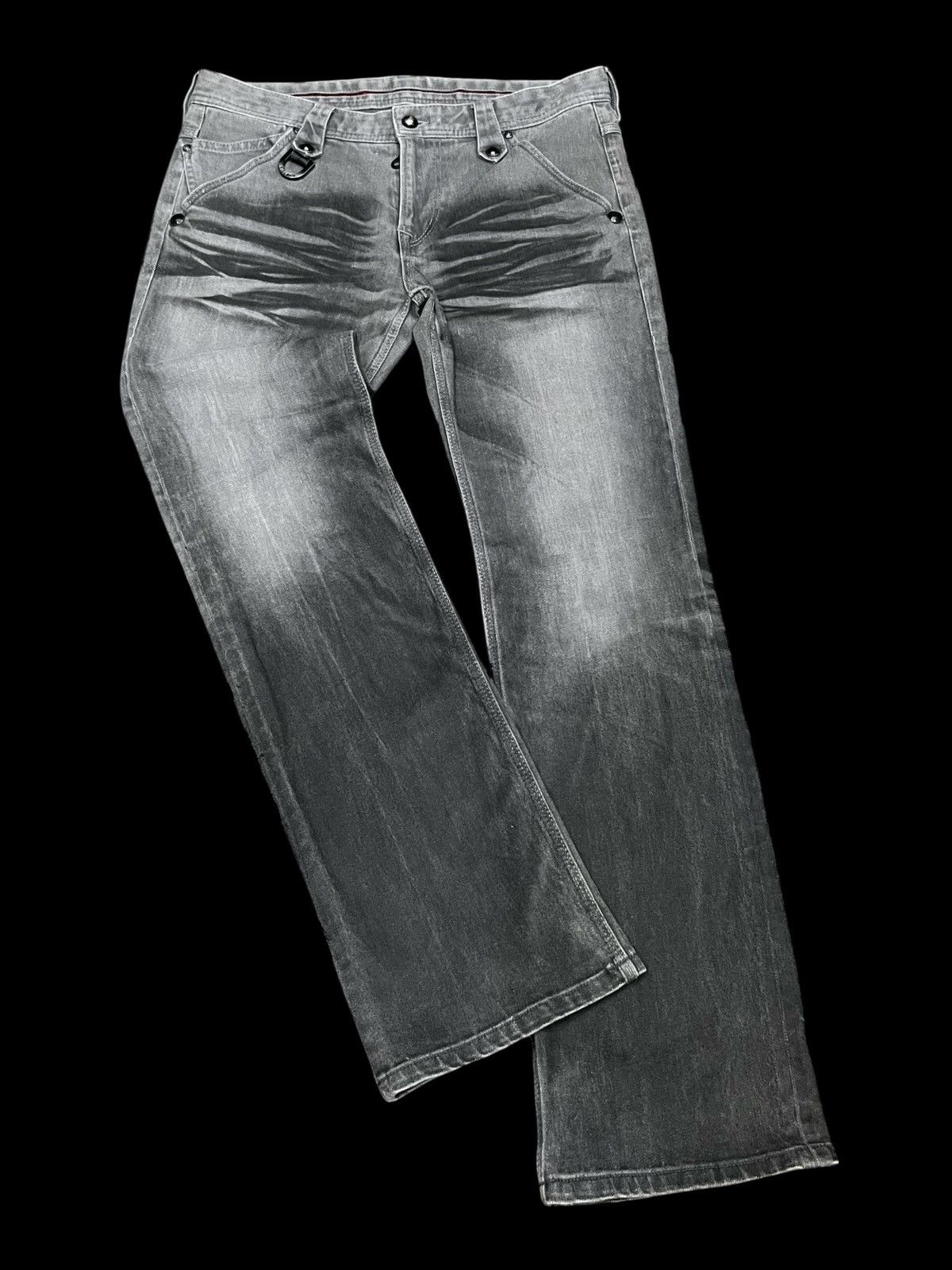 Nicole Club Nicole Japan Charcoal Gray Flare Stretch Denim Harajuku Punk Size US 31 - 2 Thumbnail