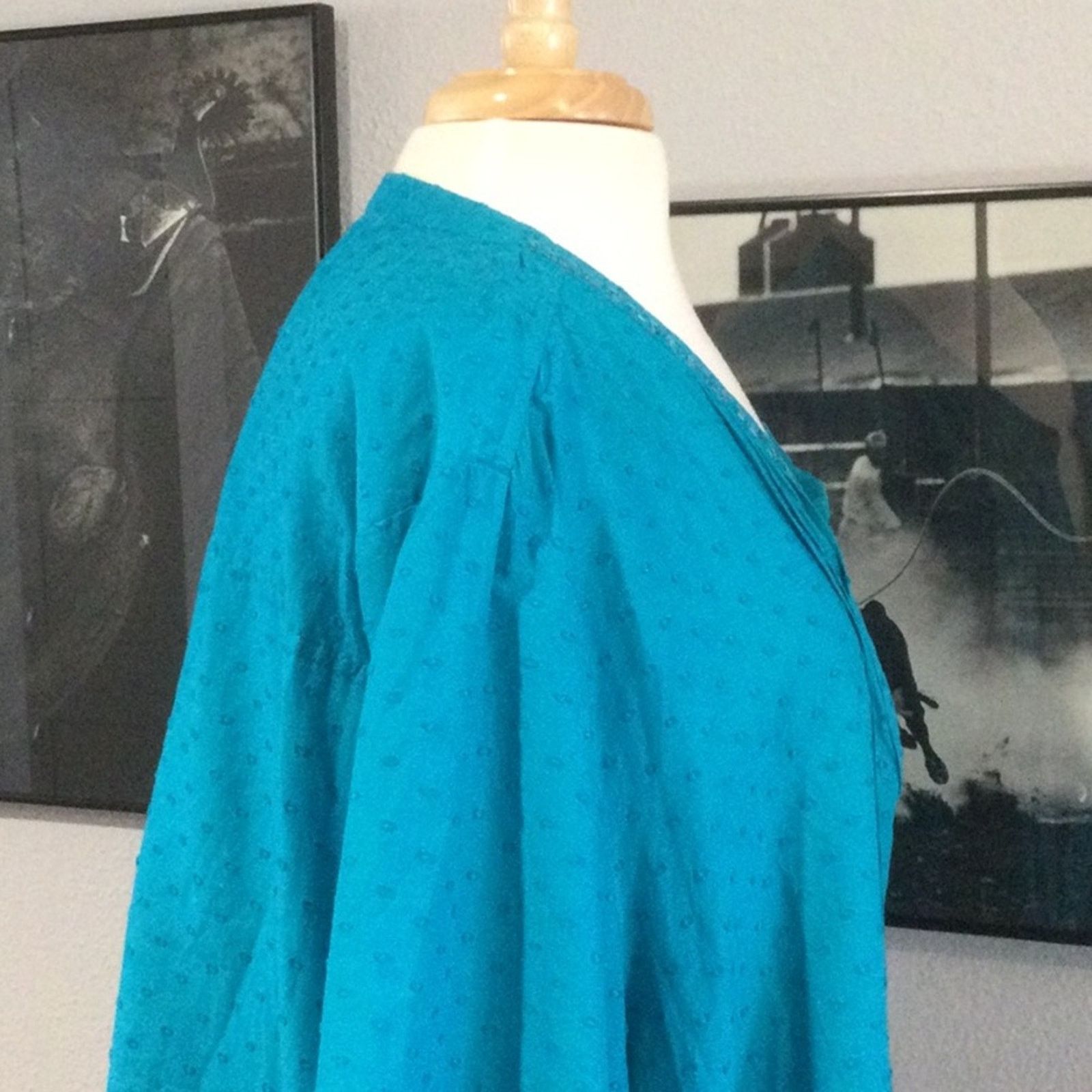 Other Catherines Turquoise Pleated Tunic Top SZ 4X 30/32W Size 4XL / US 24-26 - 5 Thumbnail