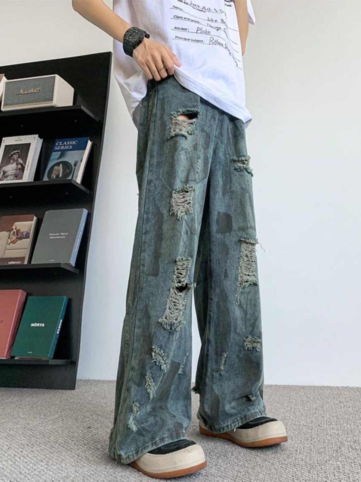Japanese Brand × Vintage Broken jeans men's straight casual washed sports retro pants Size US 32 / EU 48 - 1 Thumbnail