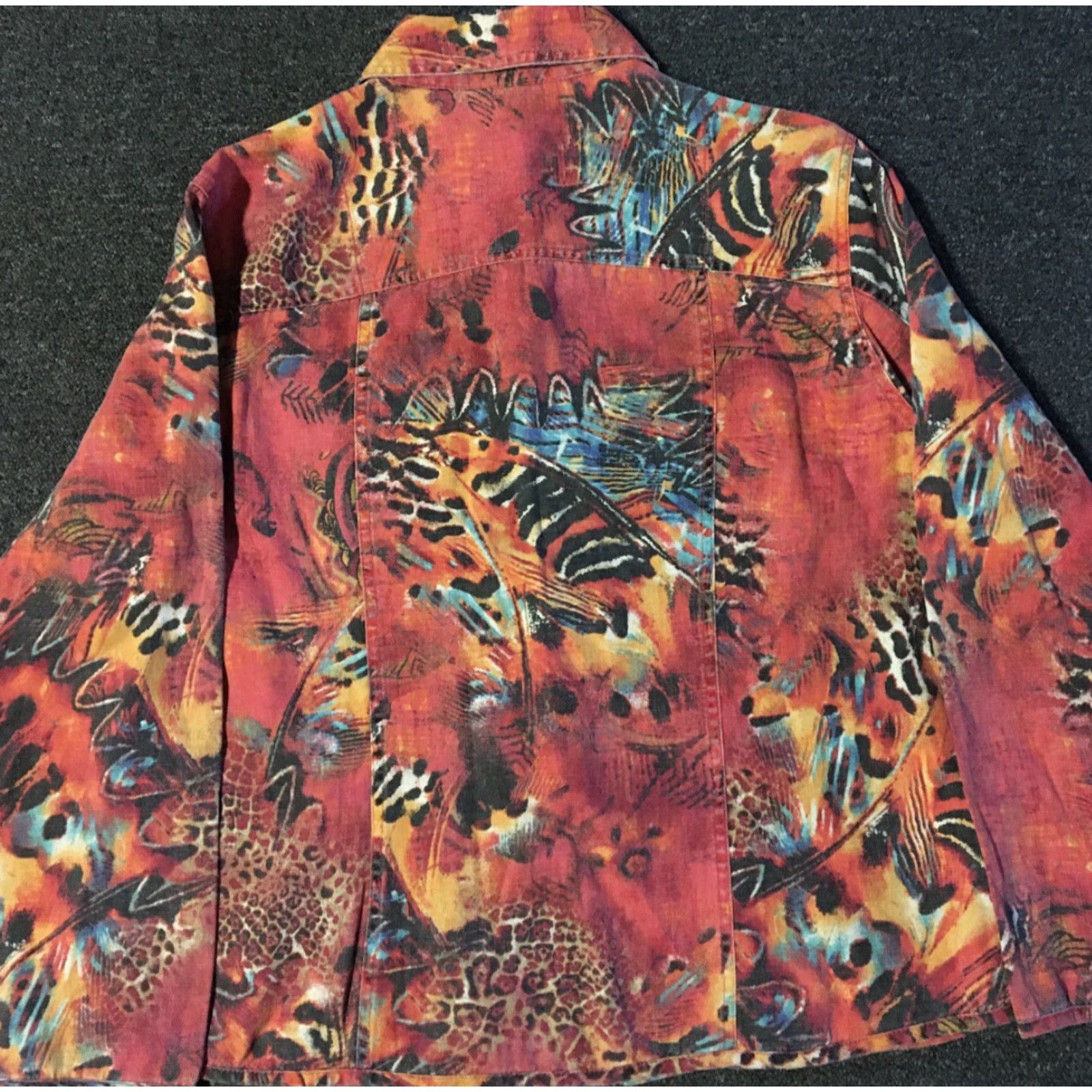 Vintage VINTAGE Chico’s Design Leopard Flower Button-Up Shirt 3 XL Red Women Long Sleeve 90s Grunge Size XS / US 0-2 / IT 36-38 - 3 Thumbnail