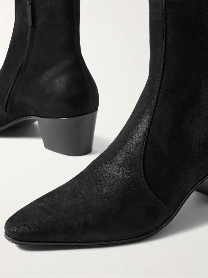 Saint Laurent Paris oc11z1225 732111 Vassili Boots in Shimmering Suede in Black Size US 8.5 / EU 41-42 - 2 Thumbnail