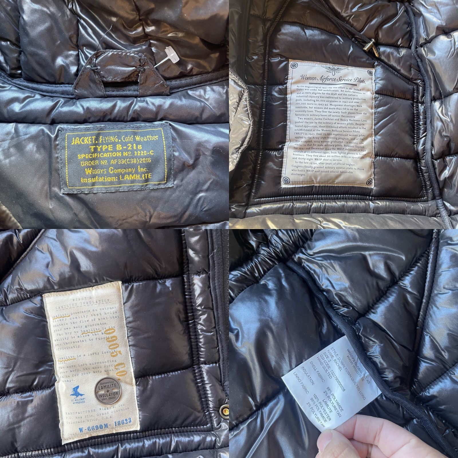 Vintage Wiggy's Jacket Womens 2 Black Puffer Jacket Quilted Embroidered Zip Long Sleeve Casual Travel Size XS / US 0-2 / IT 36-38 - 8 Thumbnail
