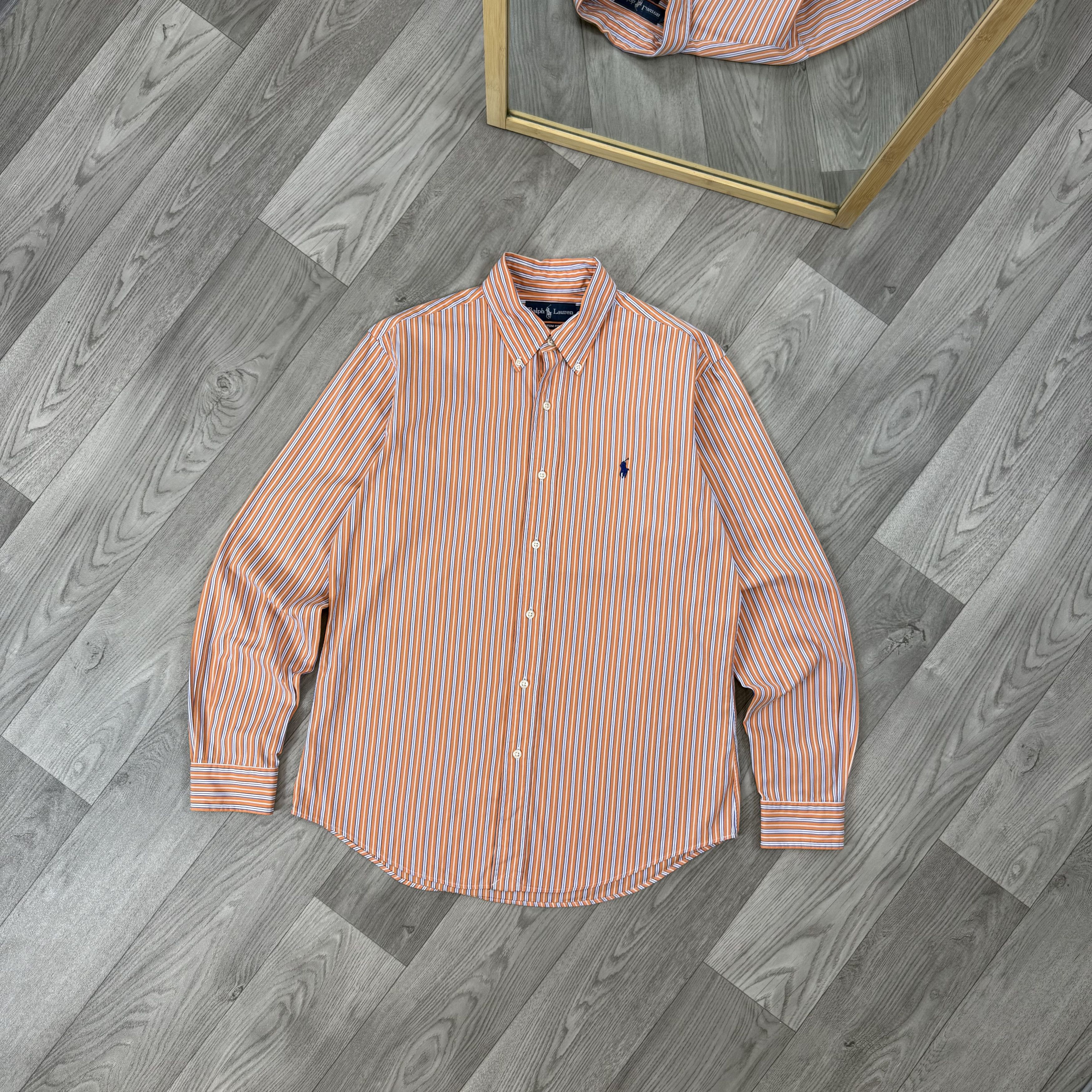 Polo Ralph Lauren Vintage Polo Ralph Lauren 90s Orange Striped Button Up Shirt Size US M / EU 48-50 / 2 - 1 Thumbnail