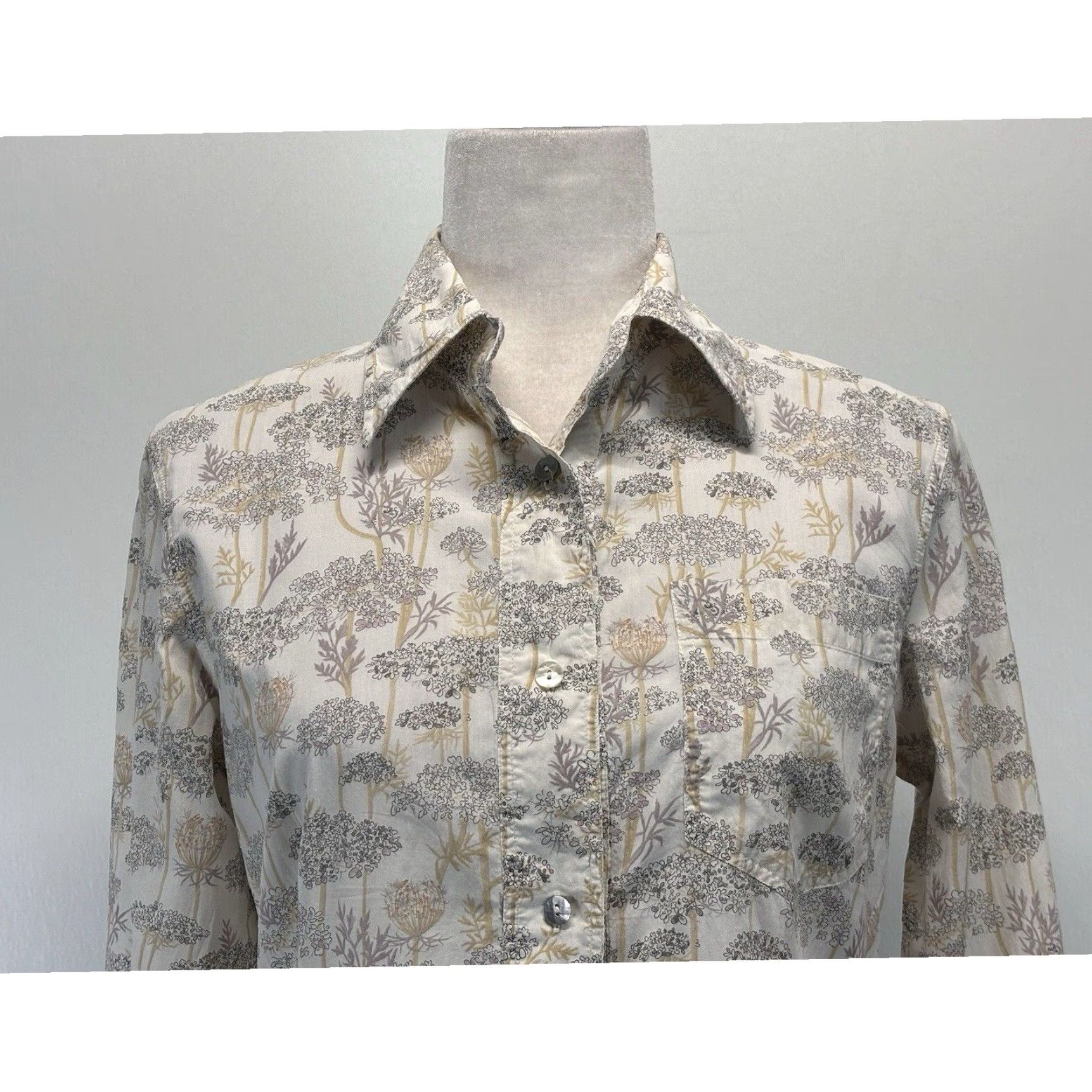 Brian Dales VINTAGE Brian Dales Women's Short Sleeve Shirt Dress White Cotton Casual Floral Size M / US 6-8 / IT 42-44 - 5 Thumbnail