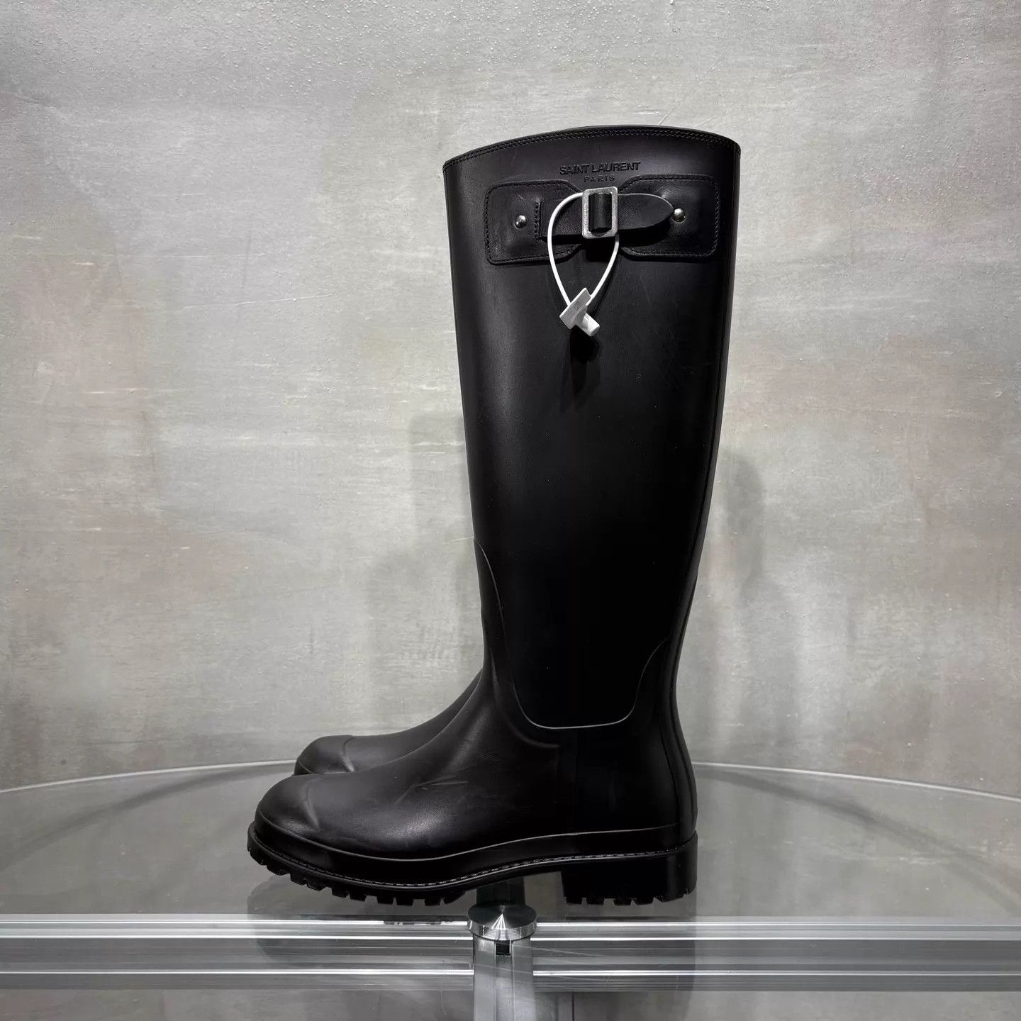 Saint Laurent Paris Saint Laurent Knee-High Black Rain Boots EU 38 Size US 7.5 / IT 37.5 - 3 Thumbnail