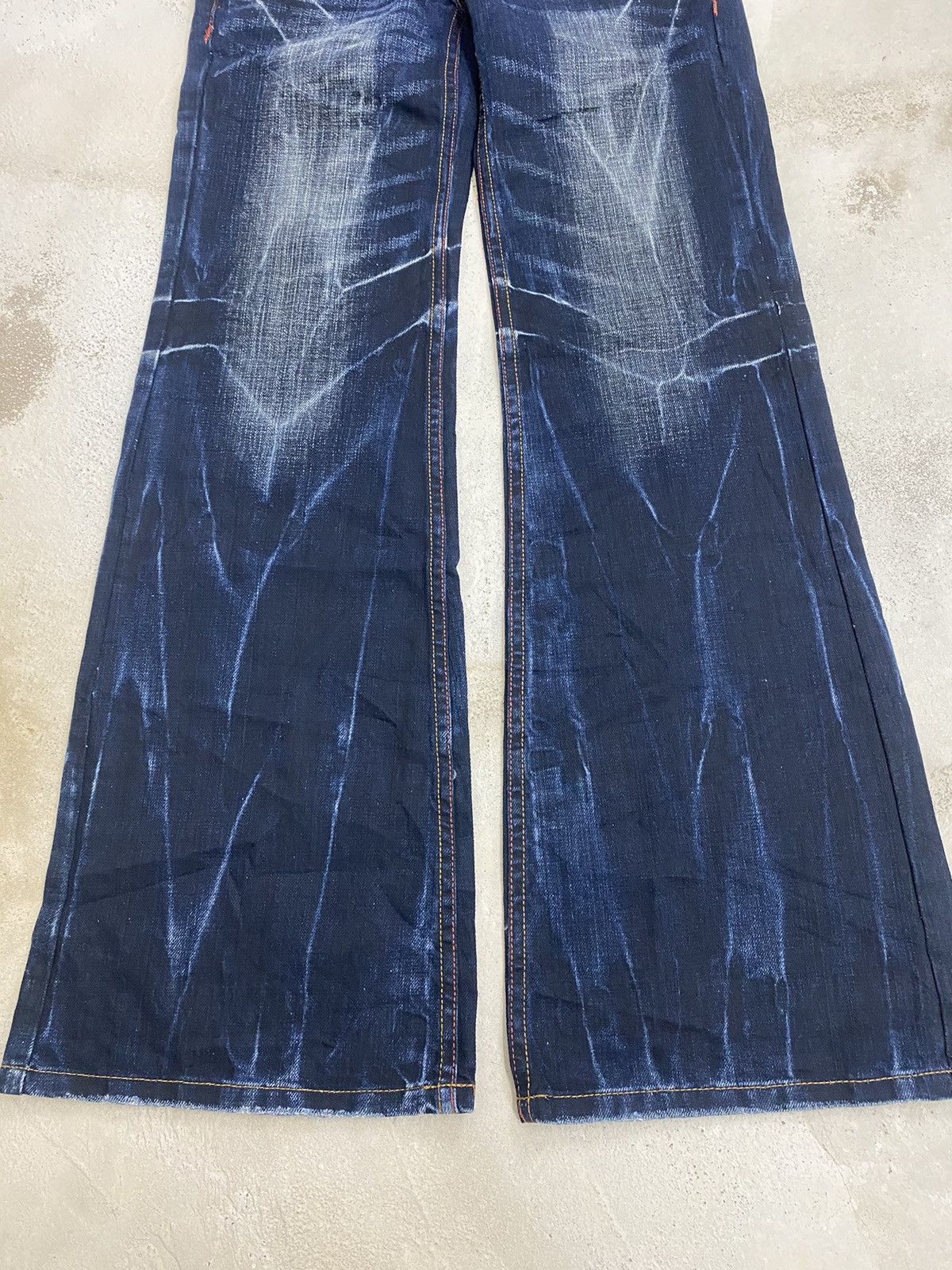 If Six Was Nine Swell Orange Embroidery Art Mud Wash Blue Way Baggy Wide Leg Size US 28 / EU 44 - 5 Thumbnail
