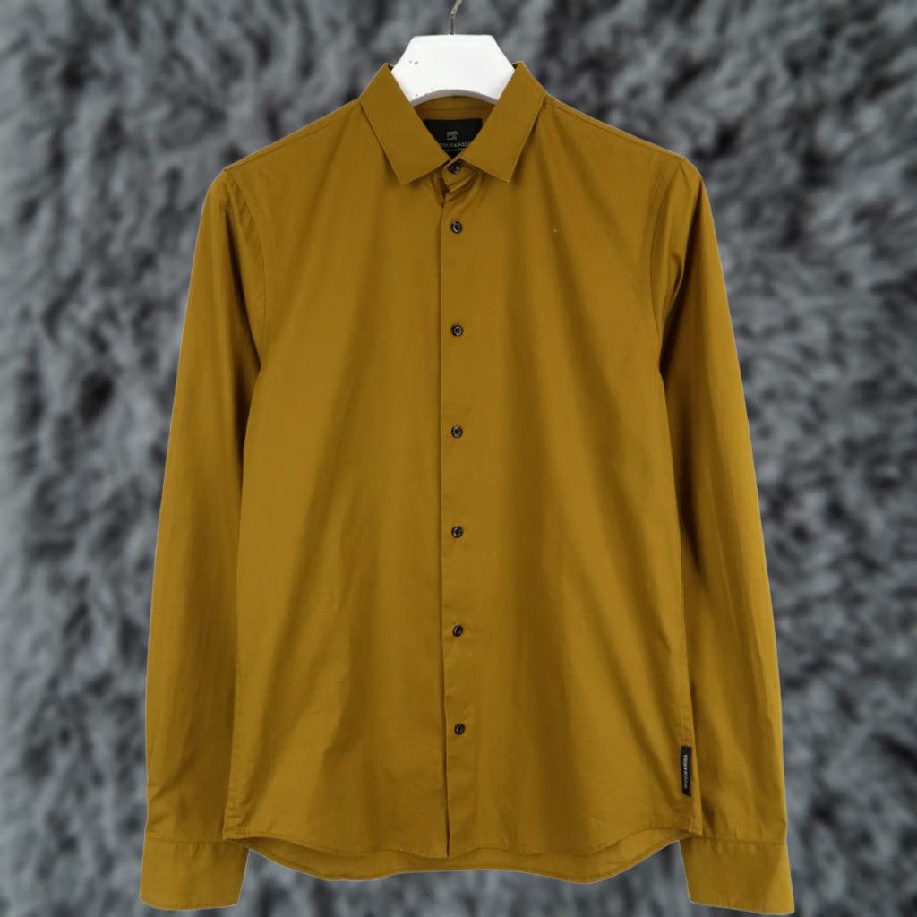 Scotch & Soda SCOTCH & SODA Shirt Men MEDIUM Mustard Button Up Collared Long Sleeve Stretch Size US M / EU 48-50 / 2 - 1 Thumbnail