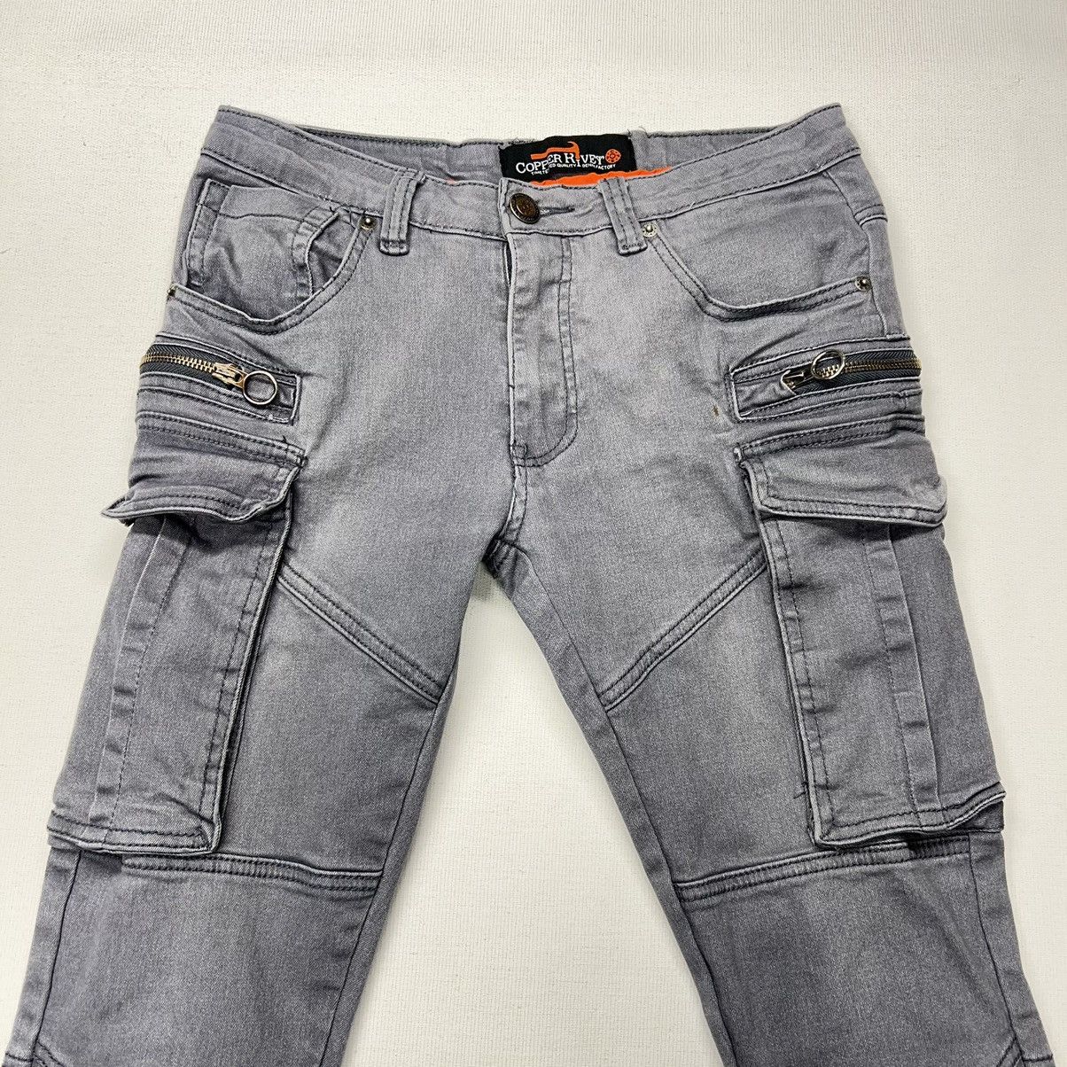 Other Copper Rivet Jeans Grey Skinny Moto Cargo Pocket Denim Size US 30 / EU 46 - 4 Thumbnail