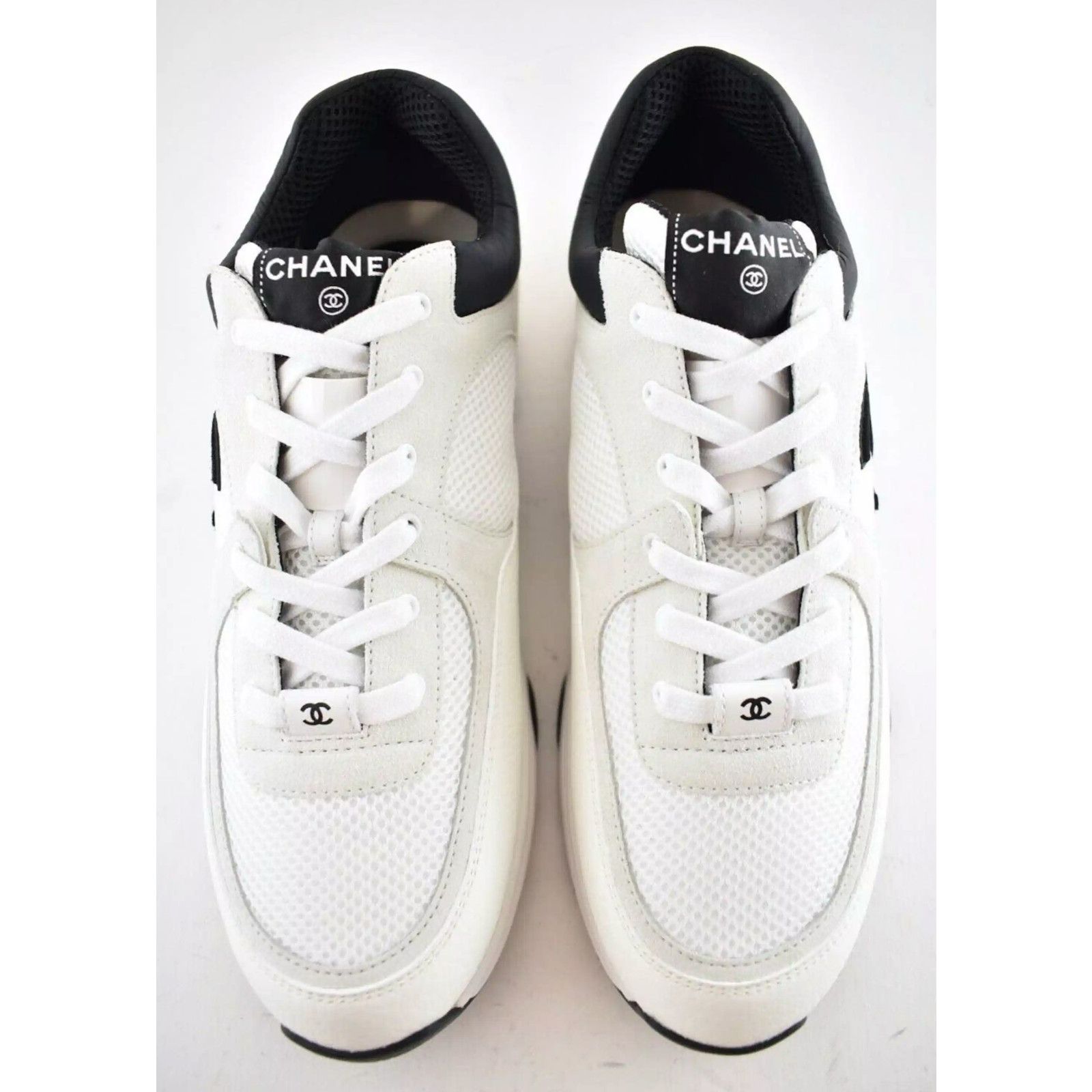Chanel Chanel Leather CC Logo Low Top Lace Up Trainer Sneaker 44 11 Size US 11 / EU 44 - 7 Thumbnail