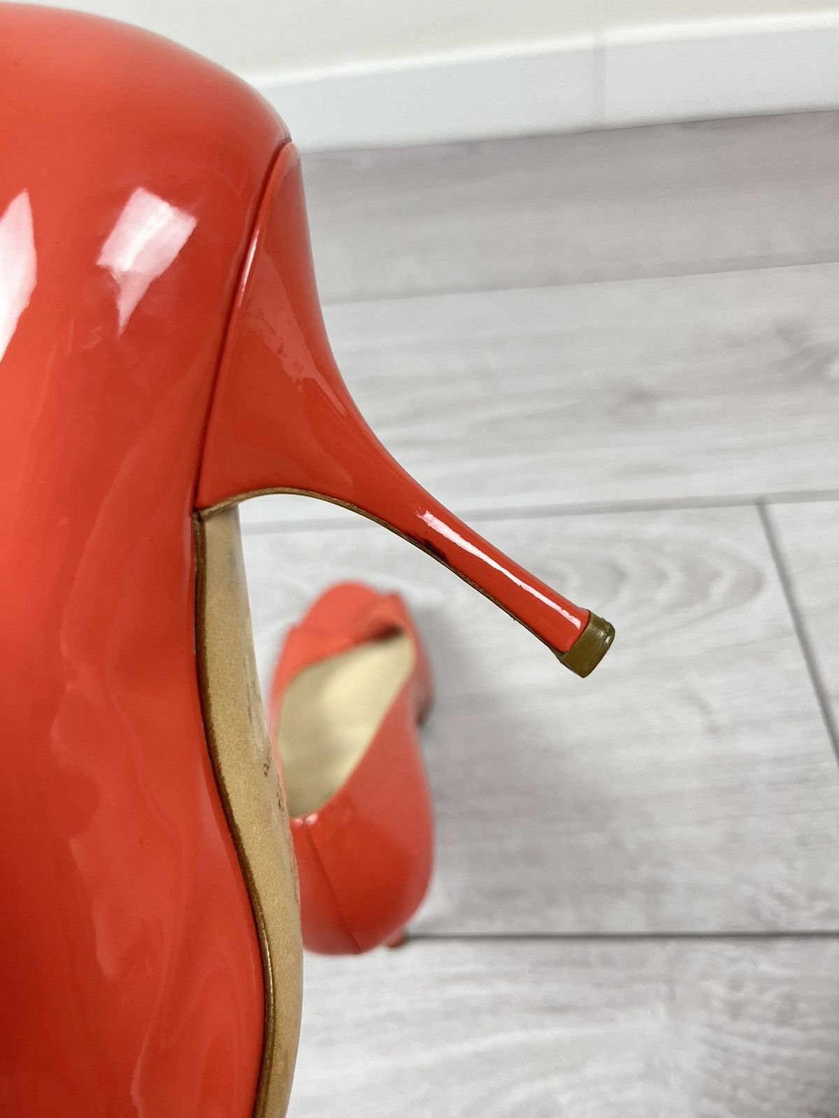 Prada Prada Leather Peep Toe Pumps Heels Coral Shoes Womens Size US 5.5 / IT 35.5 - 12 Thumbnail
