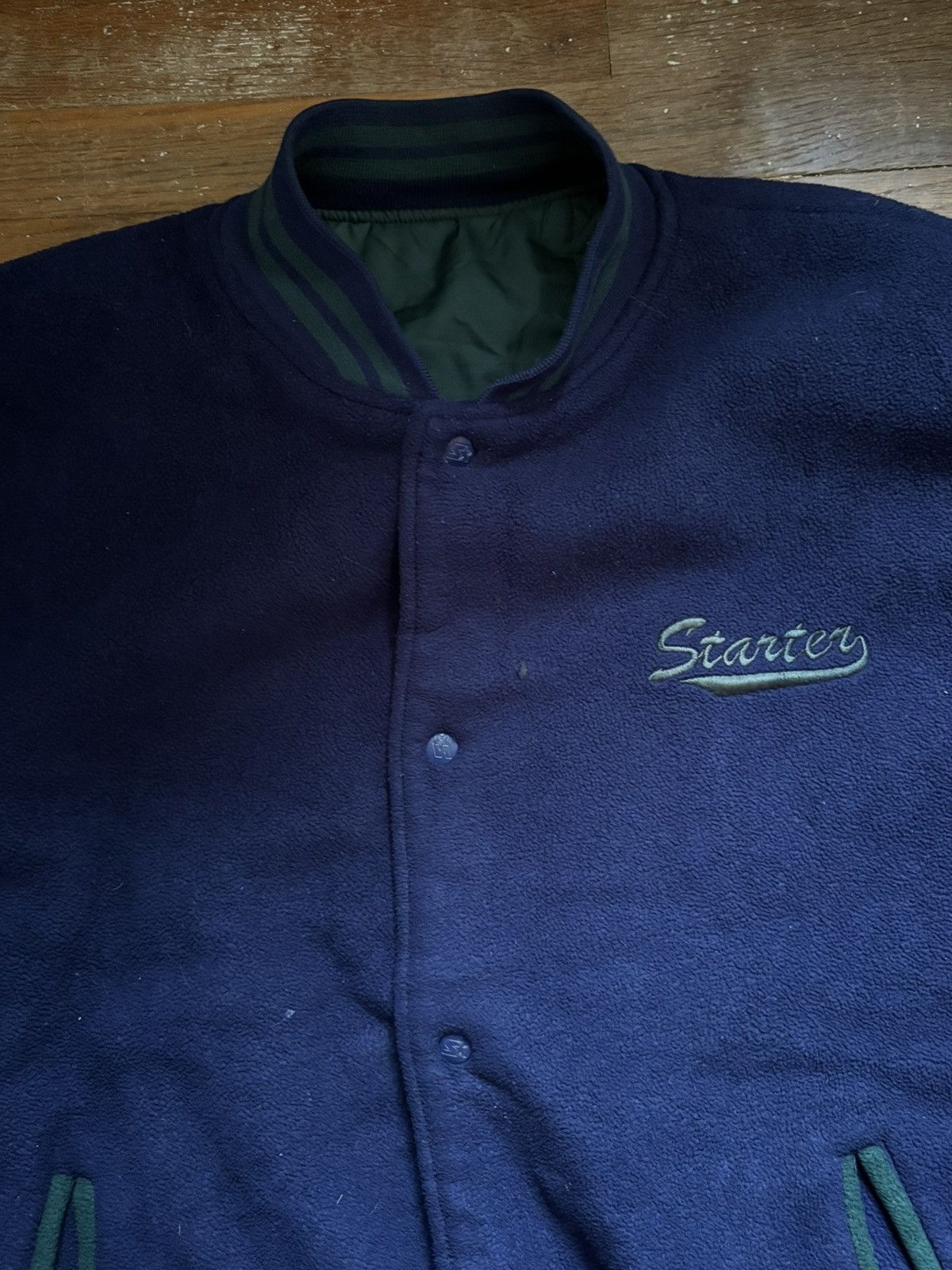Starter × Vintage STARTER Reversible Fleece Varsity Jacket Size US XL / EU 56 / 4 - 2 Thumbnail