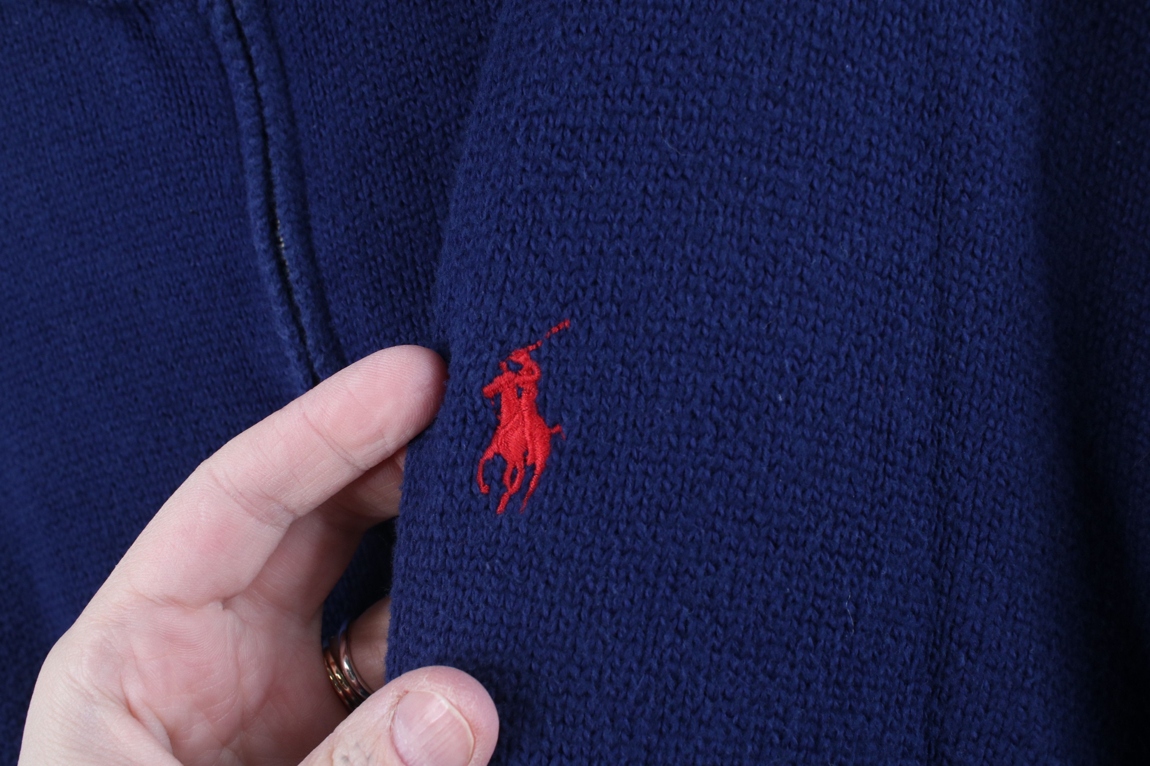 Polo Ralph Lauren Vintage 90s Ralph Lauren Knit 1/4 Zip Pullover Sweater Blue Size US L / EU 52-54 / 3 - 4 Thumbnail