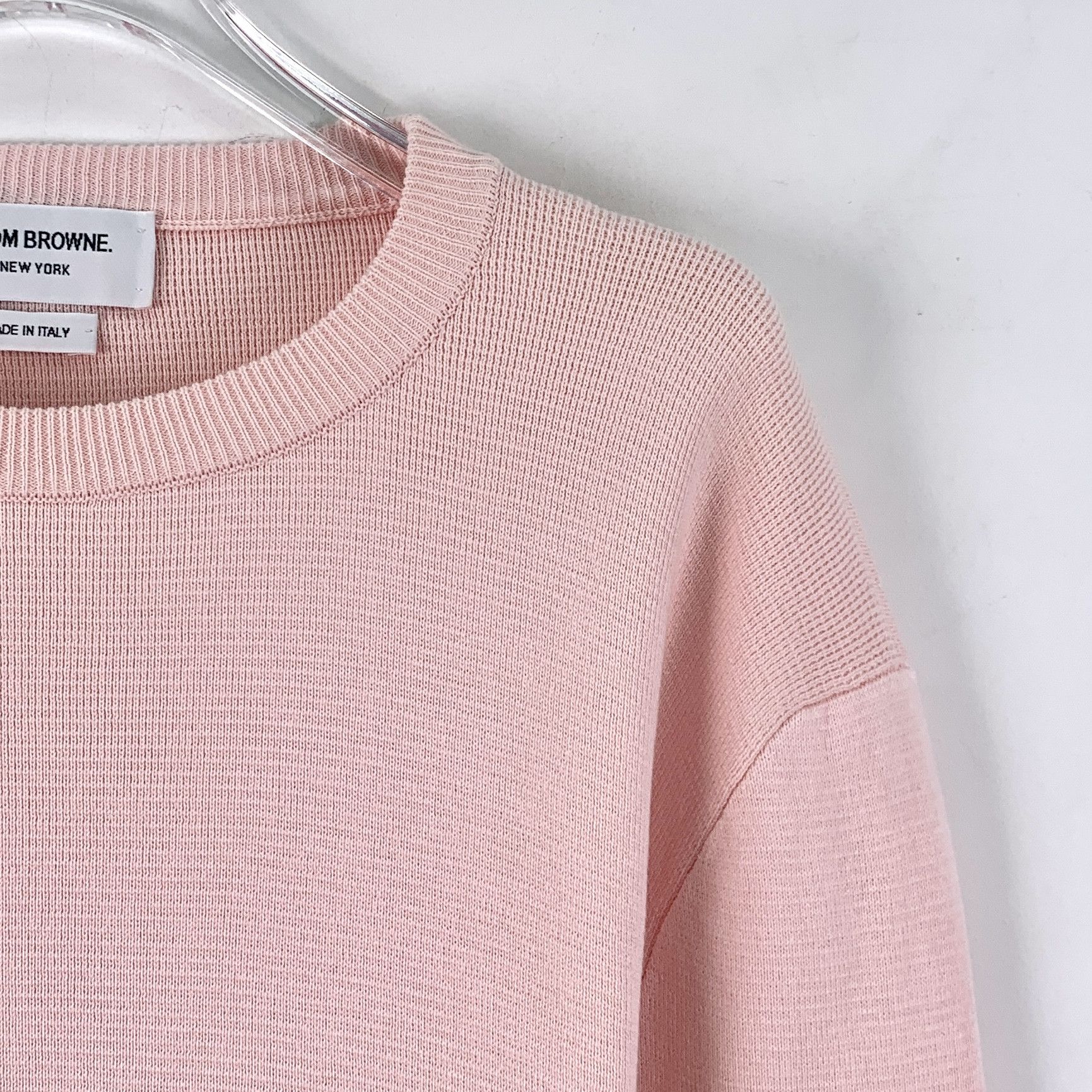 Thom Browne Thom Browne Four-Bar Cotton Sweater Pink (2) Size US M / EU 48-50 / 2 - 3 Thumbnail
