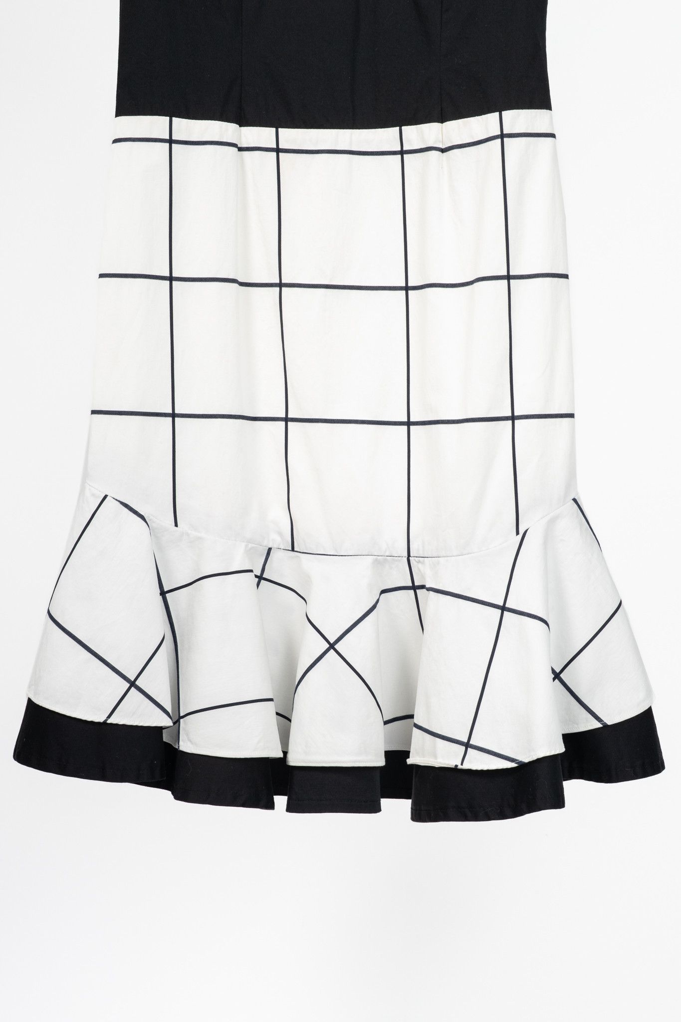 Escada Sport Escada Sport White Windowpane Cotton Flounce-Hem Dress Size M / US 6-8 / IT 42-44 - 6 Thumbnail