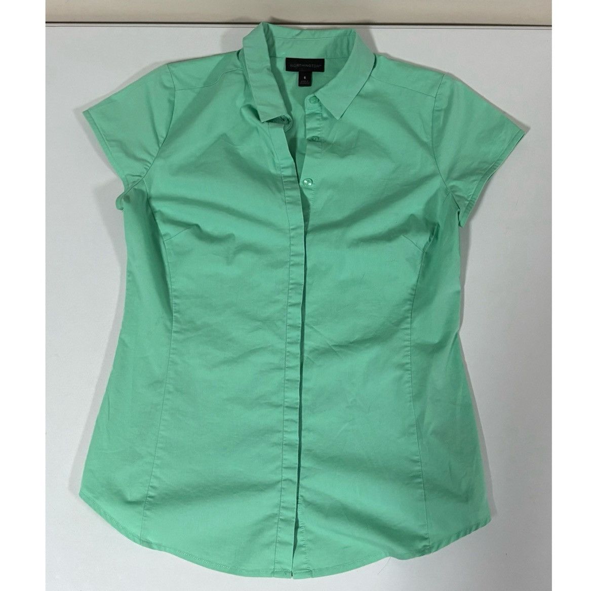 Worthington Worthington Teal Collared Button-Down Shirt Blouse Size S 🦋✨ Size S / US 4 / IT 40 - 1 Thumbnail