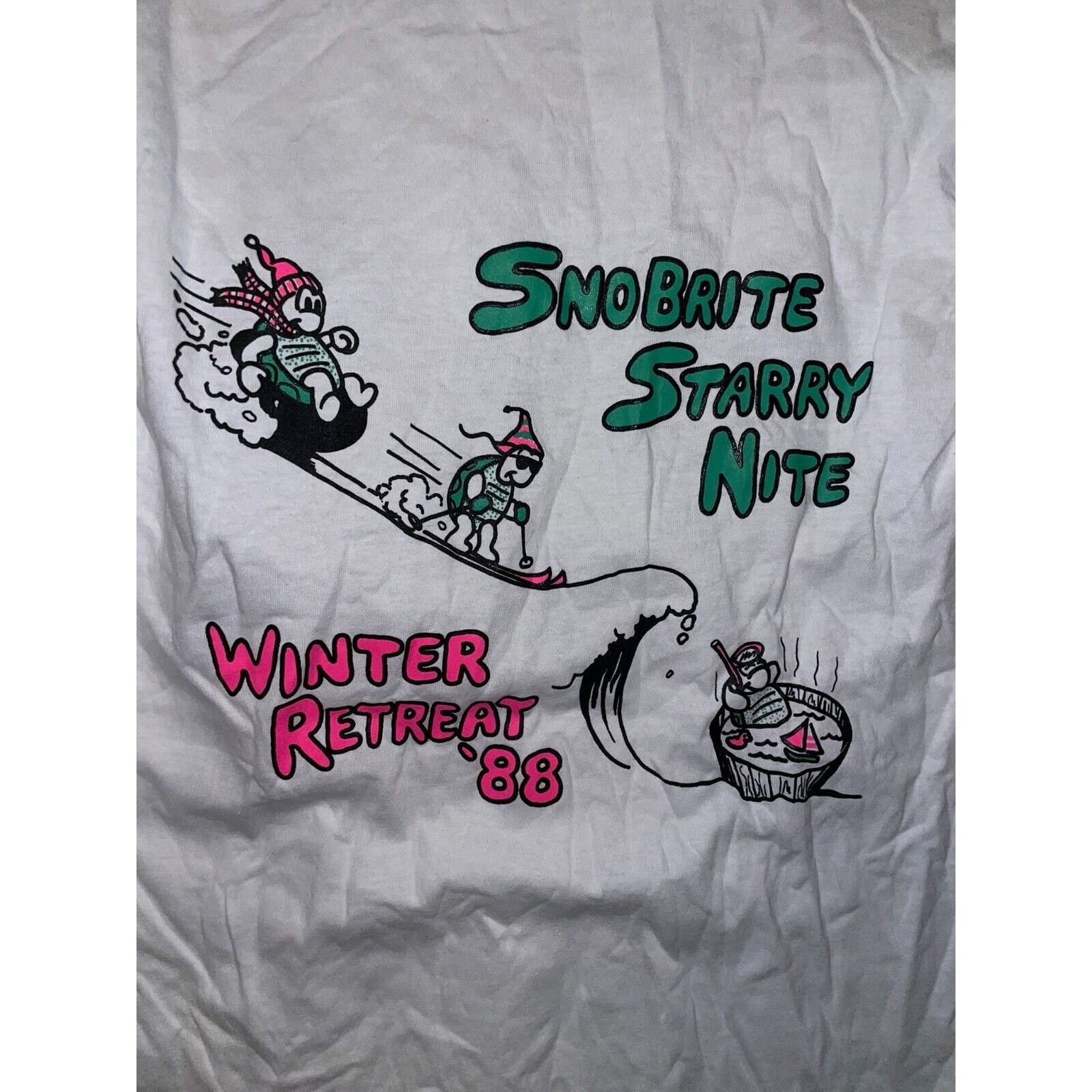 Jerzees Vintage Test Print Ski Wyoming Winter Retreat White Shirt Size US M / EU 48-50 / 2 - 11 Thumbnail