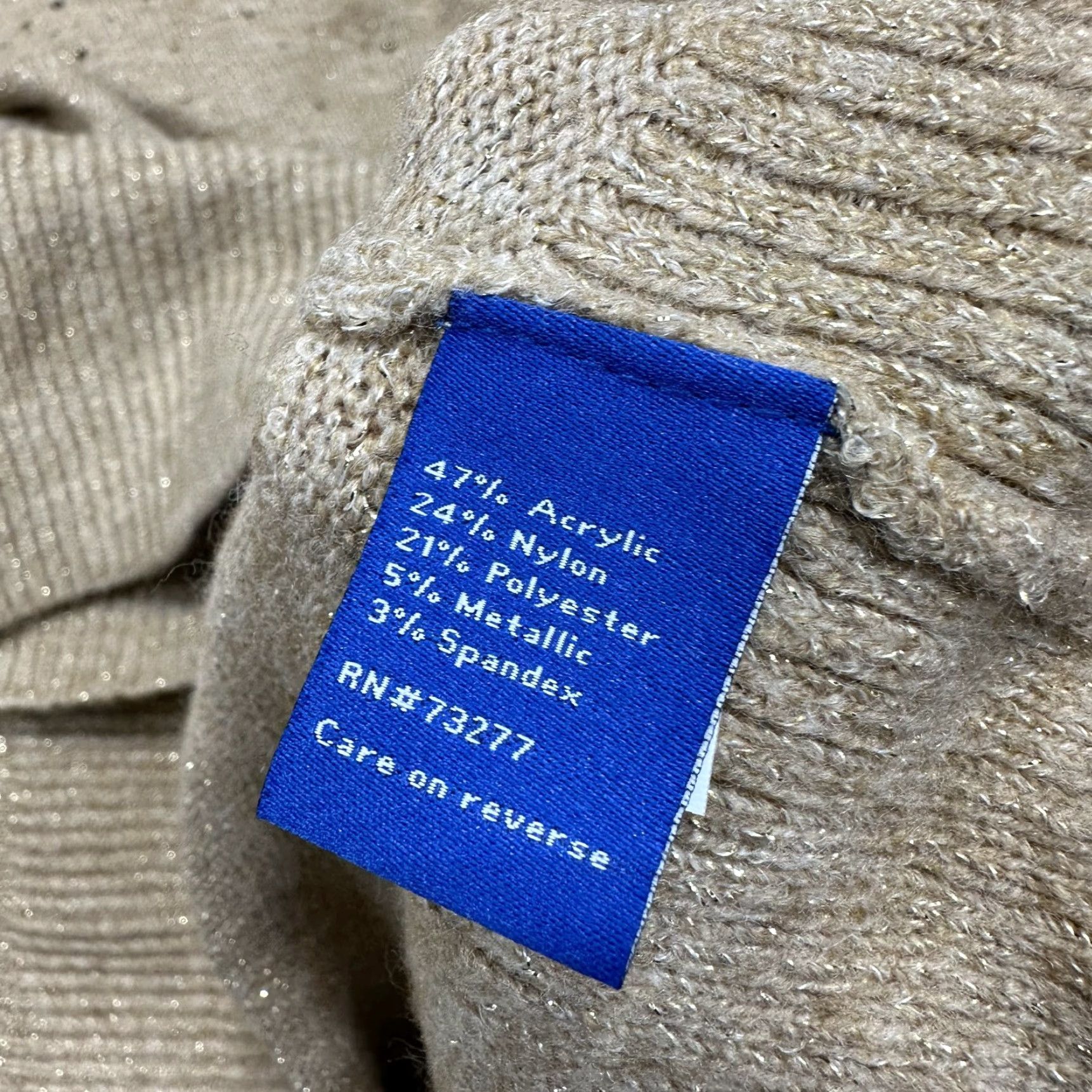 Apt. 9 Apt. 9 Sweater Pullover Women Long Sleeve Knit Rhinestone Acrylic Tan L NWY Size L / US 10 / IT 46 - 5 Thumbnail