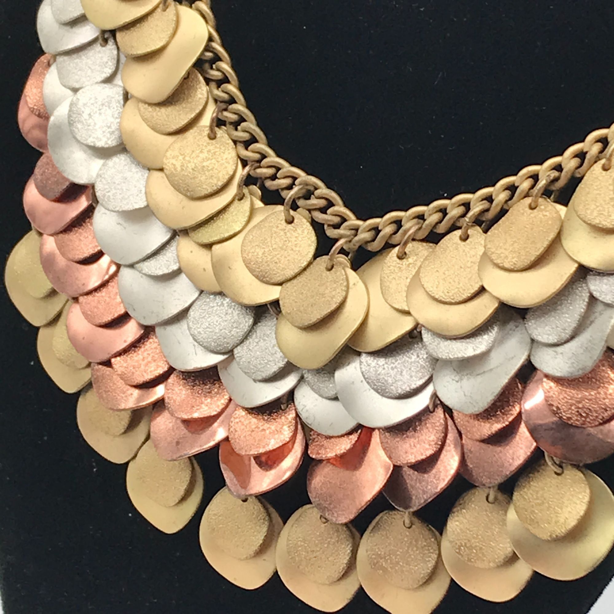Other Layered Mesh Metal Discs Bib Necklace Silver Copper Gold Shi Size ONE SIZE - 7 Thumbnail