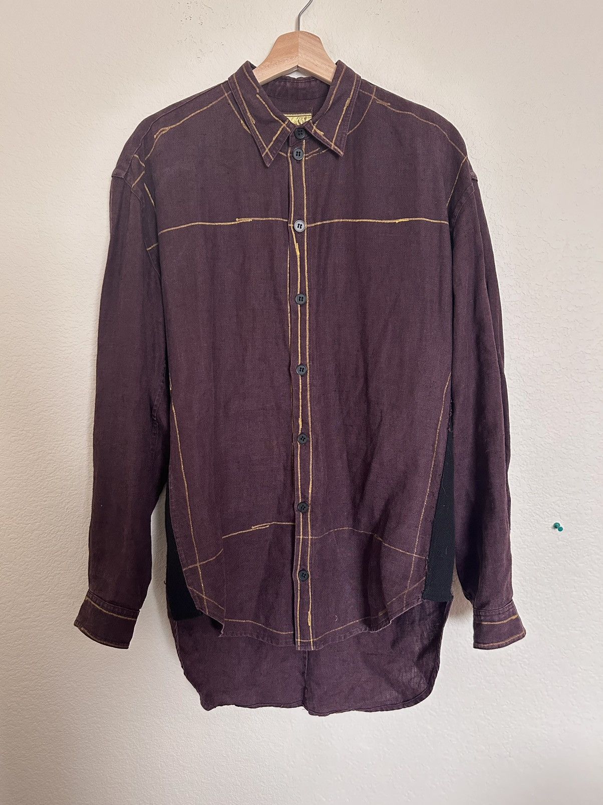 image of Christopher Nemeth Linen Shirt in Plum, Men's (Size Large)
