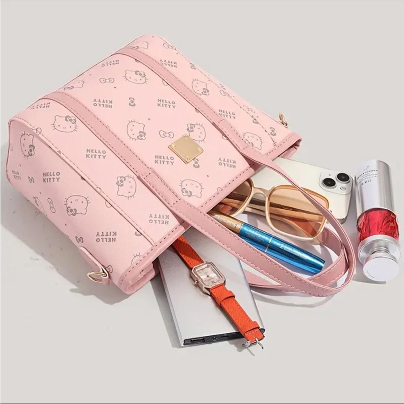 Designer Pink Hello Kitty Mini Tote Bag with Crossbody Strap NWT Size ONE SIZE - 2 Thumbnail