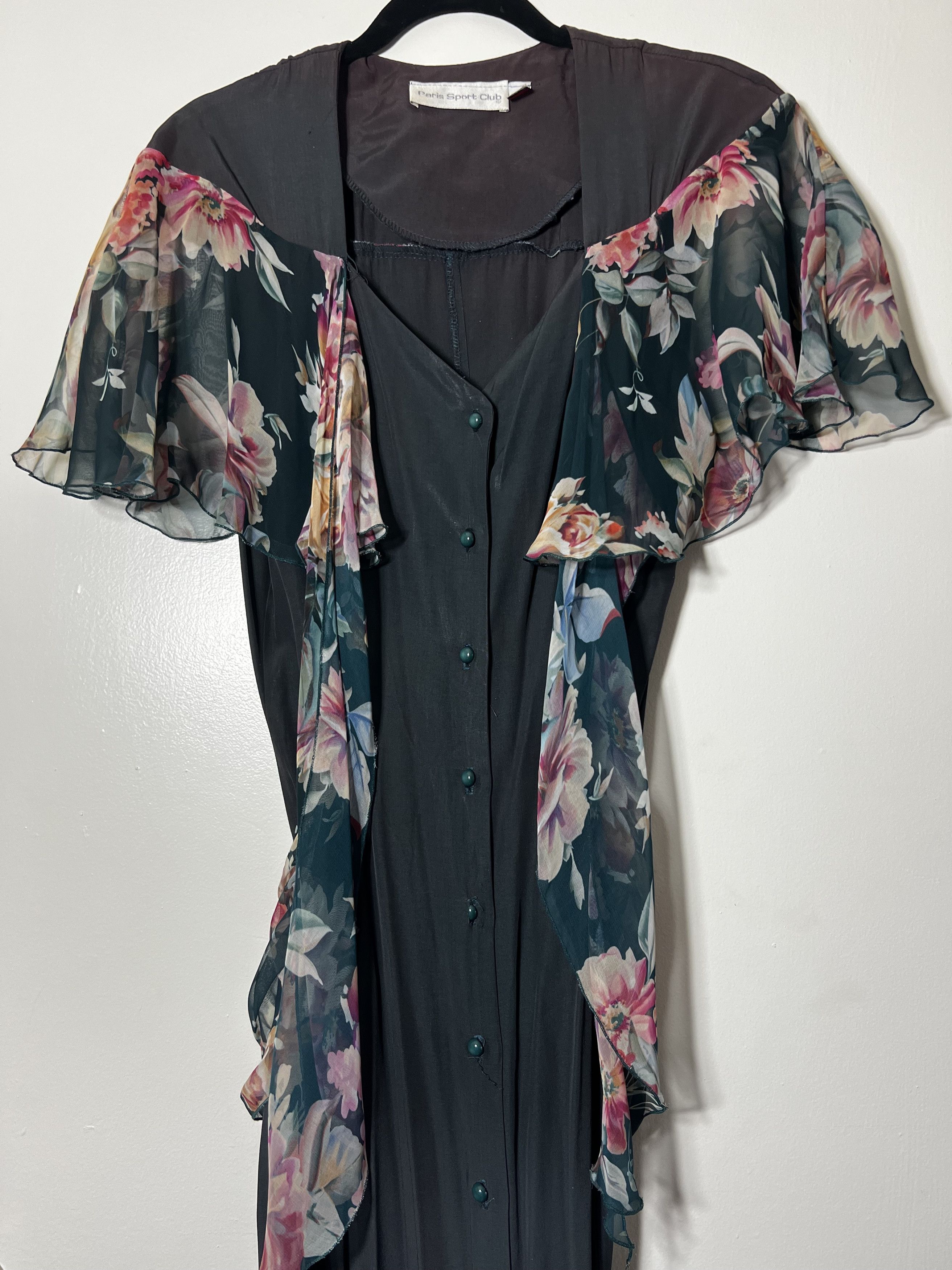 Vintage Vintage 80's-90's Floral Paris Sport Club Long Maxi Dress Size M / US 6-8 / IT 42-44 - 4 Thumbnail