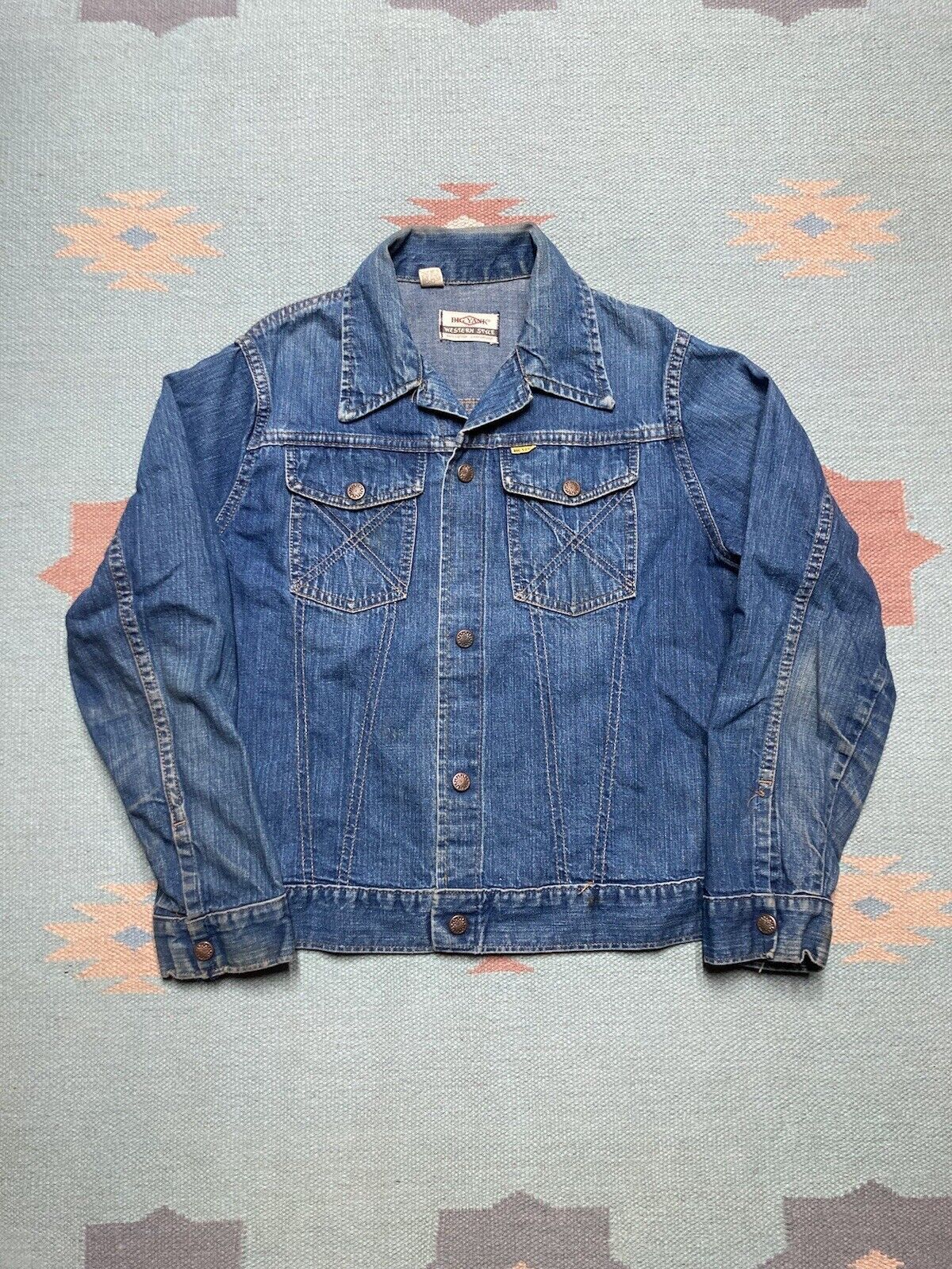 image of Made In USA x Vintage VTG 60S Big Yank Denim Trucker Jacket Selvedge Sanforized S in Blue (Size Sma