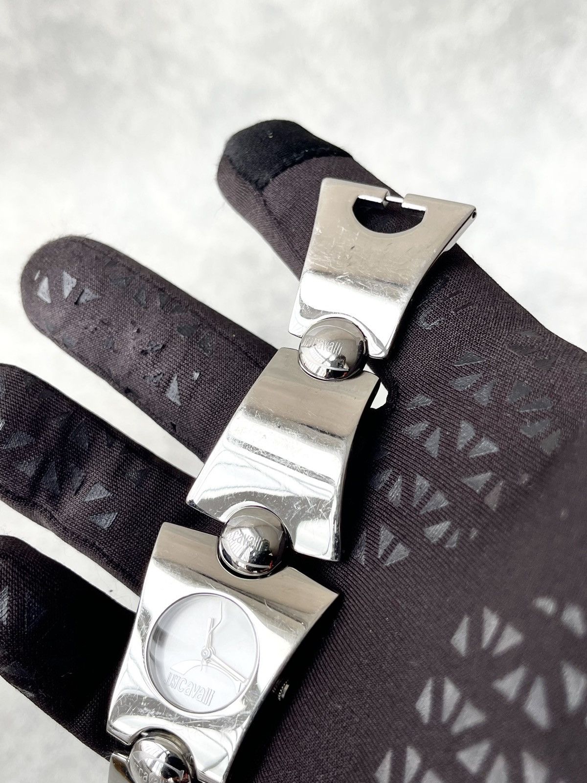 Just Cavalli Just Cavalli Archive Y2K Metal Link Tech Watch Silver Cyber Size ONE SIZE - 14 Thumbnail