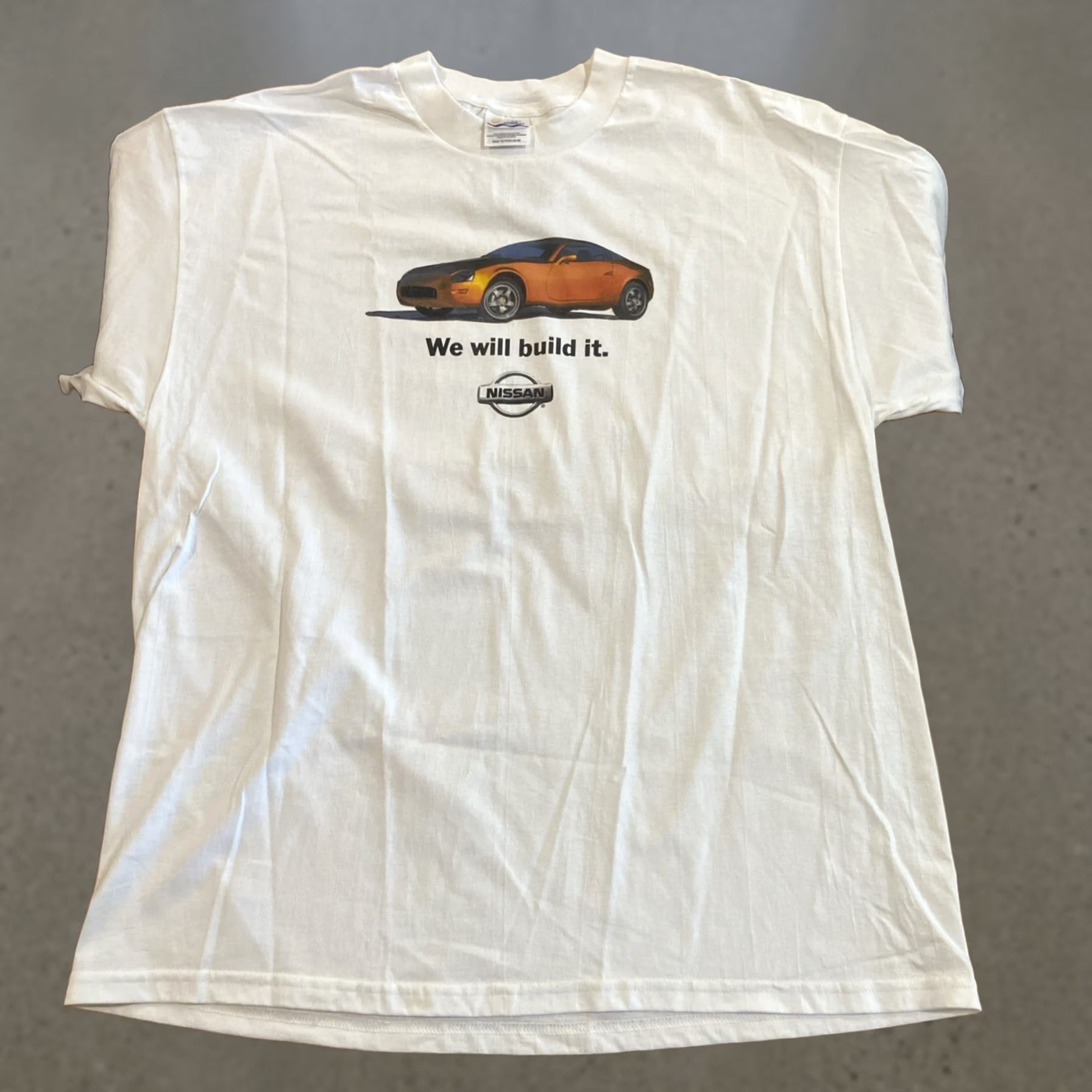 Port & Company VINTAGE 2000s We Will Build it White T-Shirt Port & Company XL Men Crew Neck Short Sleeve 90s Cars White T-Shirt Size US XL / EU 56 / 4 - 1 Thumbnail
