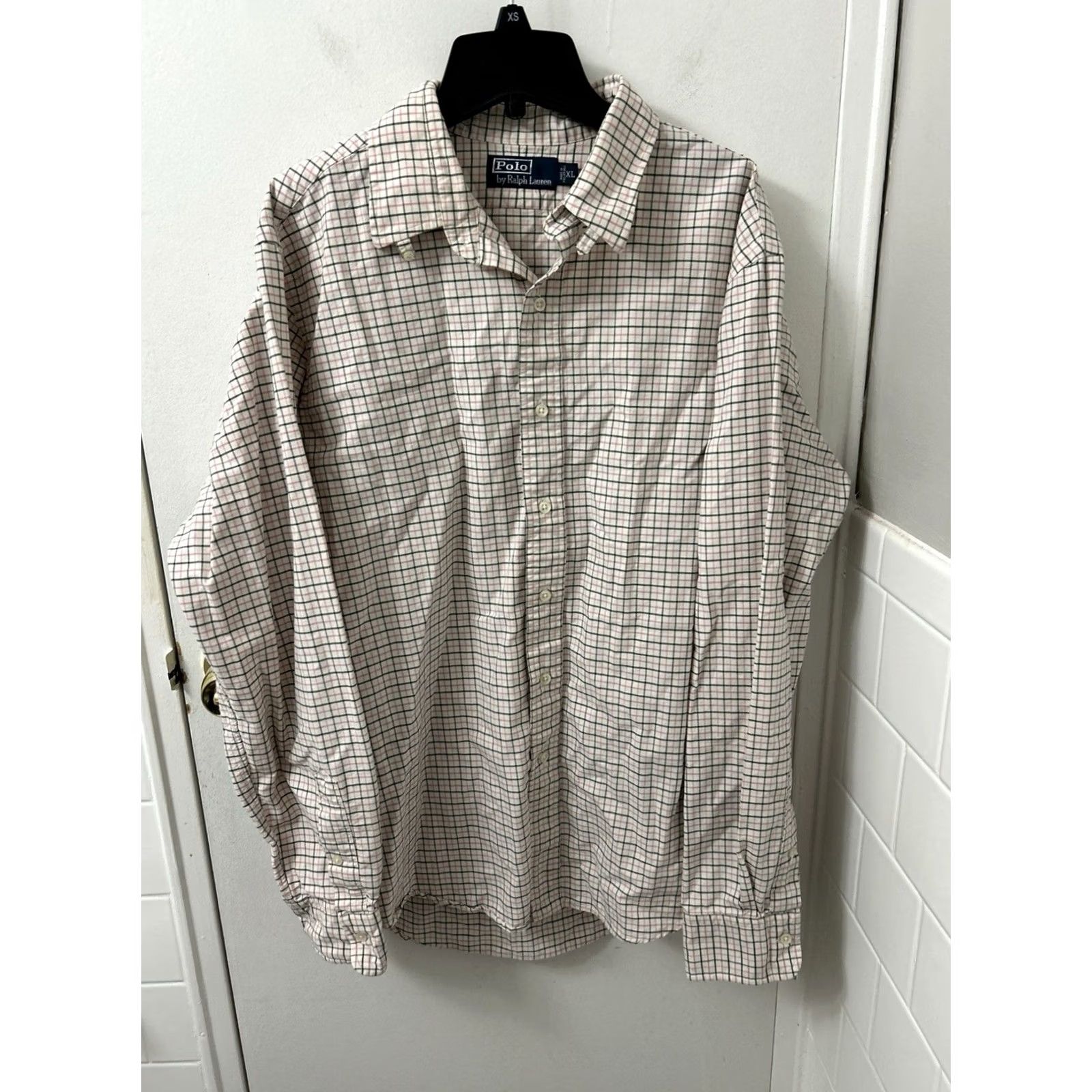 Polo Ralph Lauren VINTAGE Polo Ralph Lauren Shirt Mens XL Beige Pink Oxford Plaid Button Down L/S Size US XL / EU 56 / 4 - 2 Thumbnail