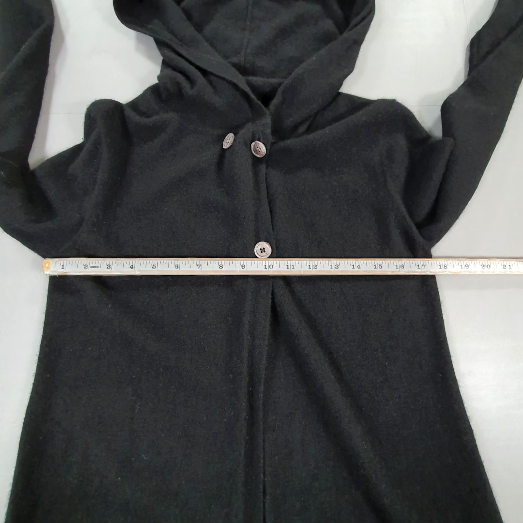 Vintage Cabbages And Roses Cardigan Womens Black Small Hooded 100% Cashmere Knit Crew Neck Long Sleeve Pockets UK Made Vintage No N/A Size S / US 4 / IT 40 - 7 Thumbnail