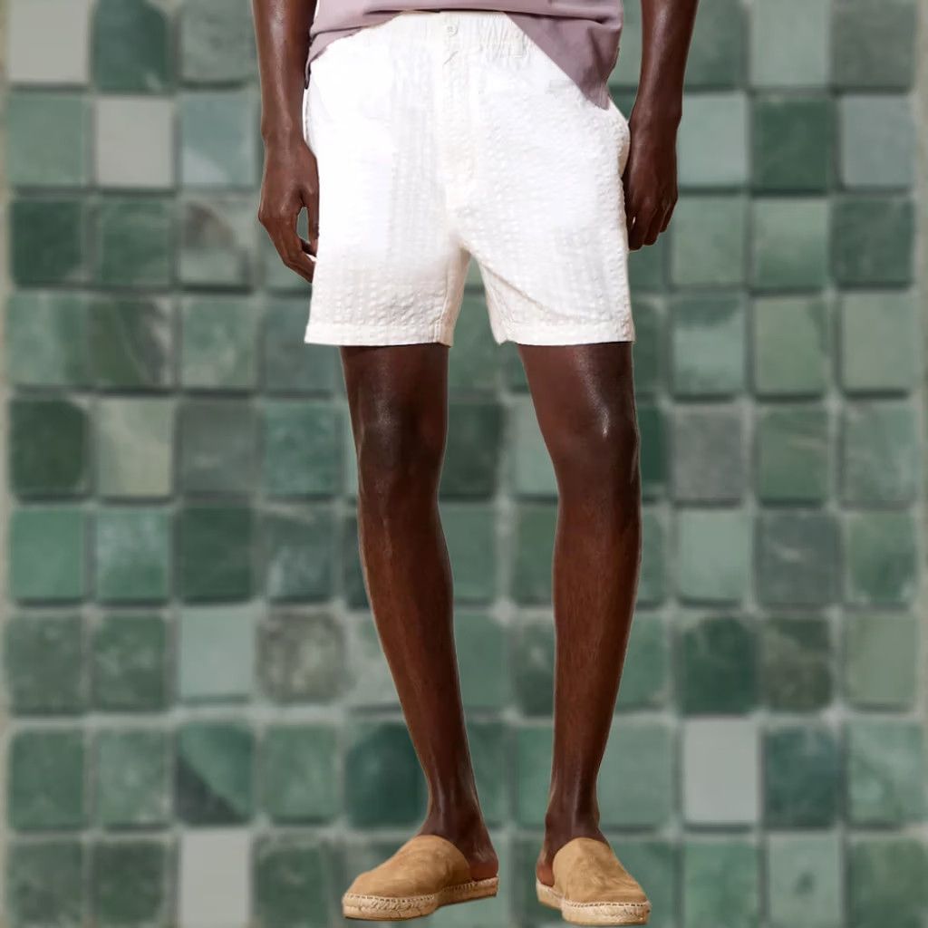 Todd Snyder Todd Snyder 5" Seersucker Beachcomber Shorts White Men XL Designer NWT Cotton Drawstring Pockets Slim Fit Casual Summer 5" Inseam Mens Size US 36 / EU 52 - 1 Thumbnail