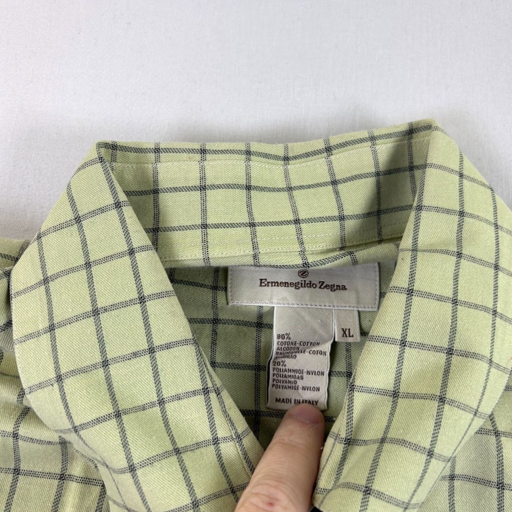 Ermenegildo Zegna VINTAGE Ermenegildo Zegna Shirt Mens XL Green Plaid Button Up Long Sleeve Size US XL / EU 56 / 4 - 4 Thumbnail